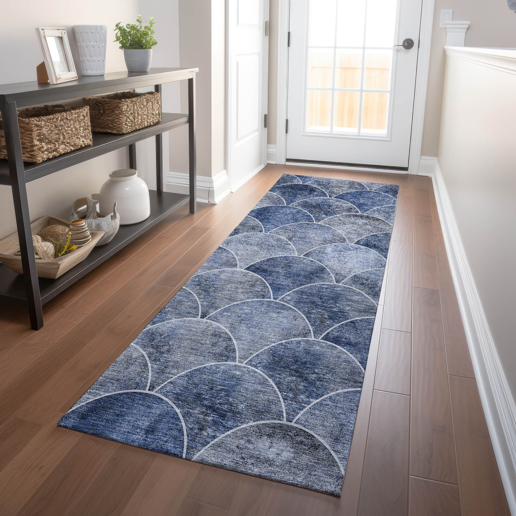 Addison Rugs ACN594BU2X8 Chantille ACN594BU 2 x 7 (ft) Polyester Blue Rectangular Indoor/Outdoor Geometric Moroccan Machine washable Runner rug