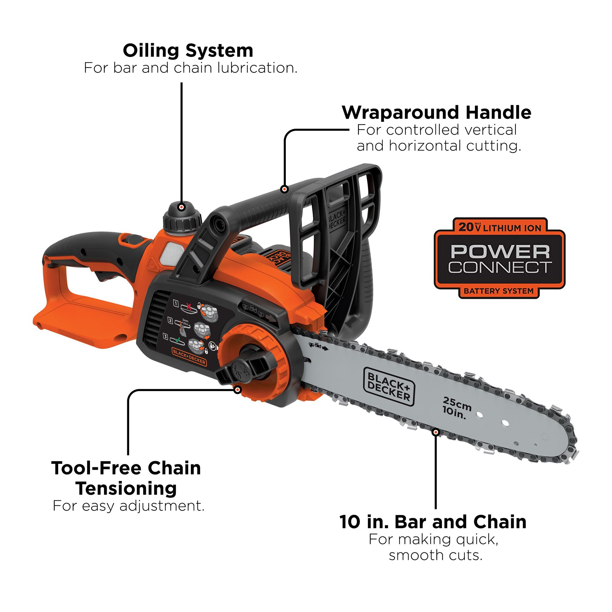 BLACK+DECKER 20-volt Max 10-in Battery 2 Ah Chainsaw (Battery and Charger Included) LCS1020 Sansujyuku sansujyuku.com