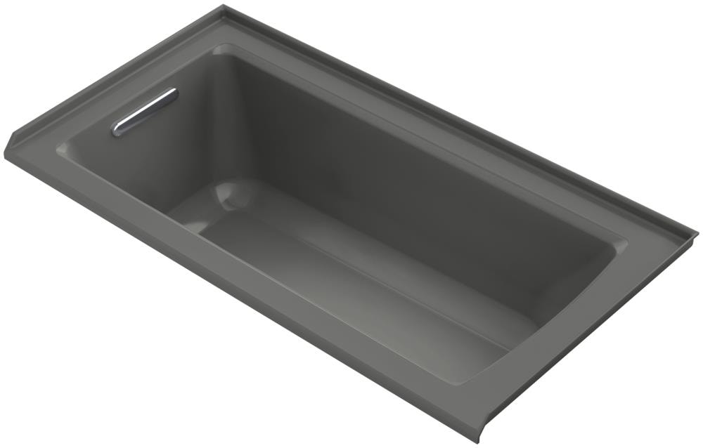 KOHLER 1947-VBLW-58 Archer 30-in x 60-in Thunder Grey Acrylic Alcove Soaking Bathtub (Left Drain)
