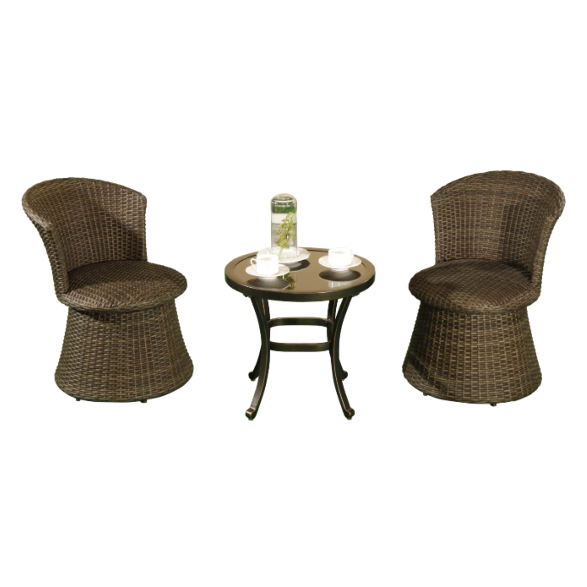 CASAINC BJC-8CR1VFL7QW-BJ13 Patio conversation outdoor-Set 3-Piece Rattan Patio Conversation Set with Brown