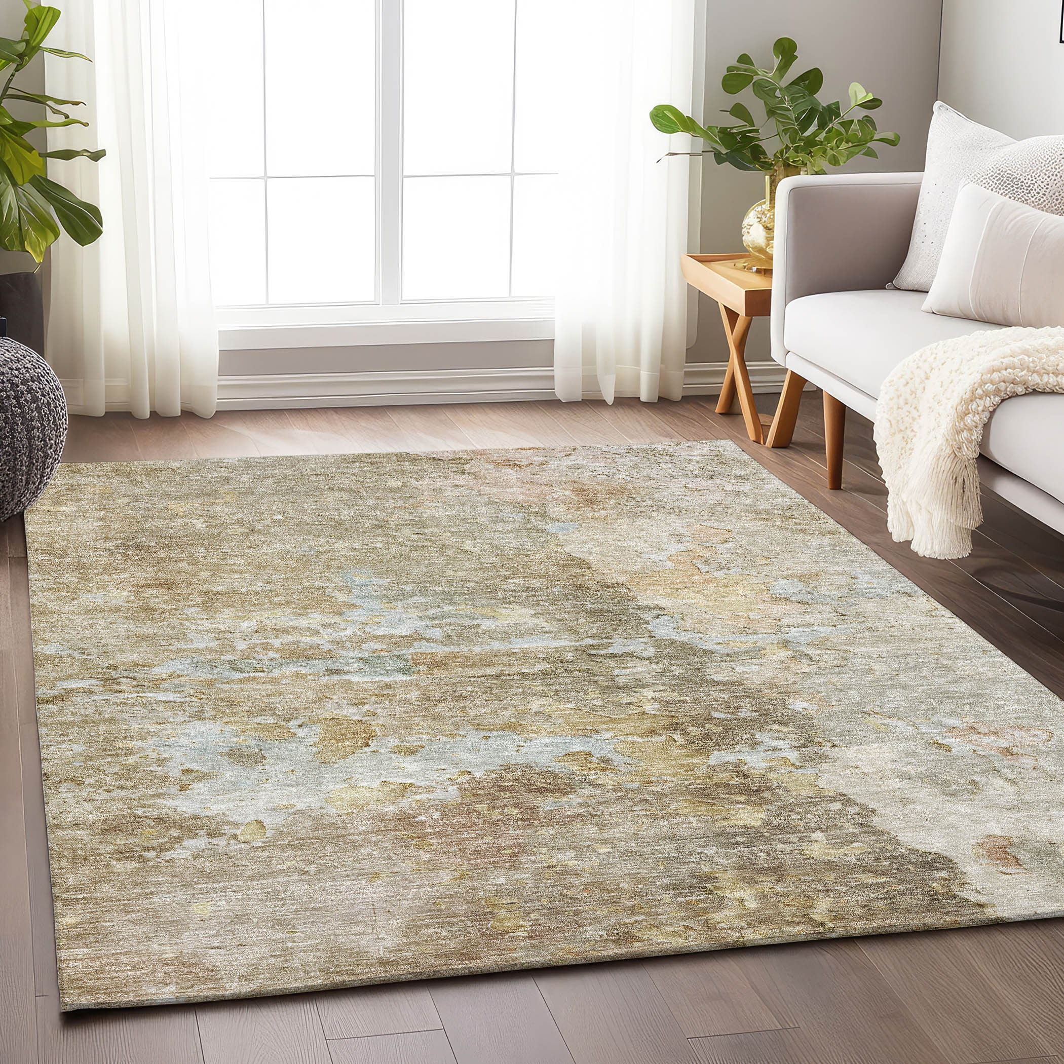 Addison Rugs ACN1234KH30X46 Chantille ACN1234KH 2 x 3 (ft) Polyester Khaki Rectangular Indoor/Outdoor Geometric Machine washable Area rug