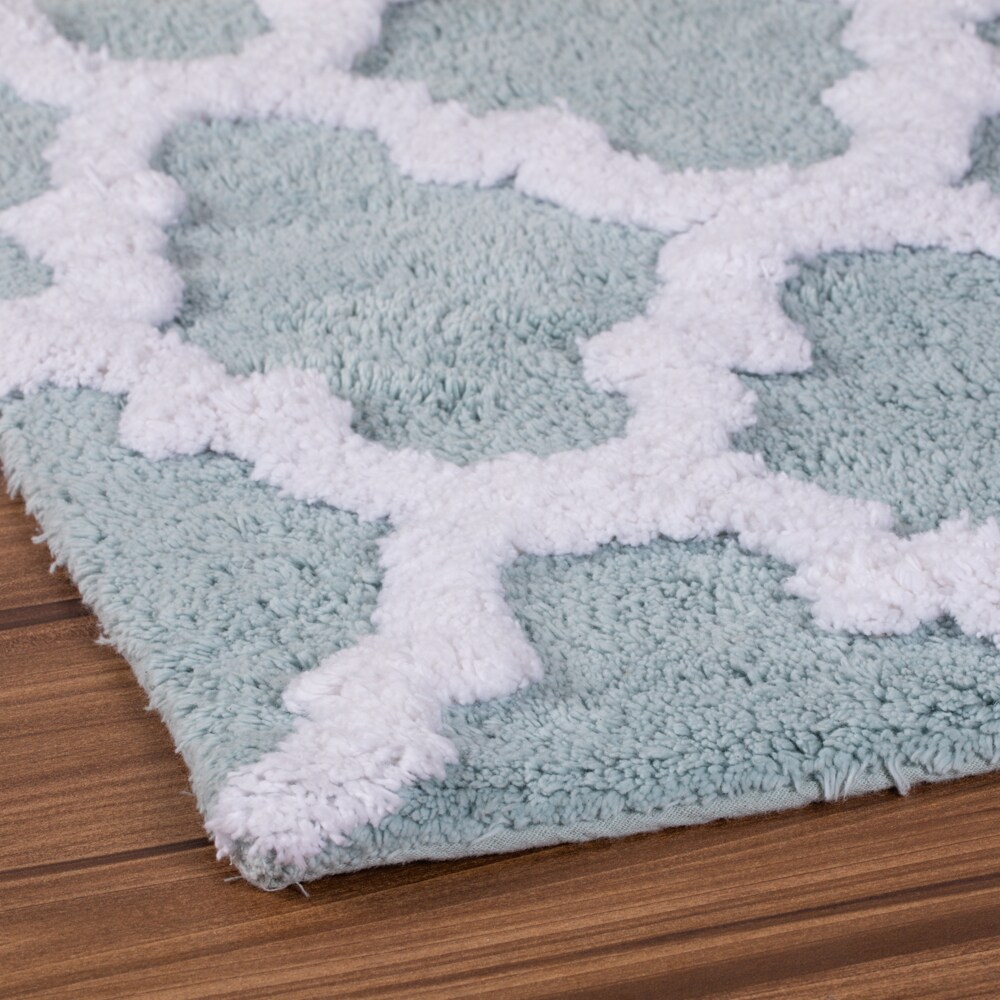 MH LONDON Bath Mats 21-in x 34-in Arctic and White Cotton Bath Mat in the Bathroom  Rugs & Mats department at