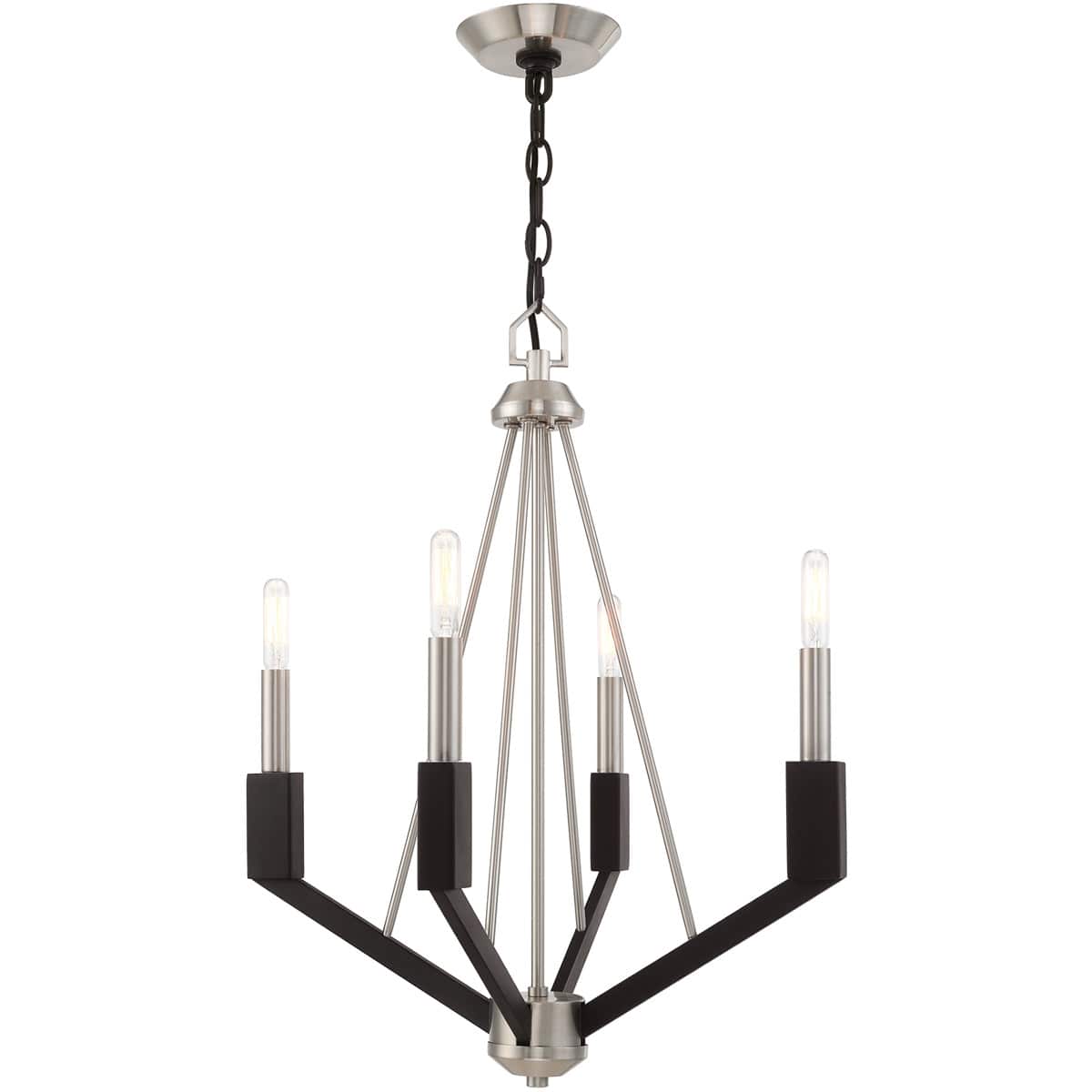 Livex Lighting  51164-91 Beckett 4 Light 18 inch Brushed Nickel and Black Mini Chandelier Ceiling Light
