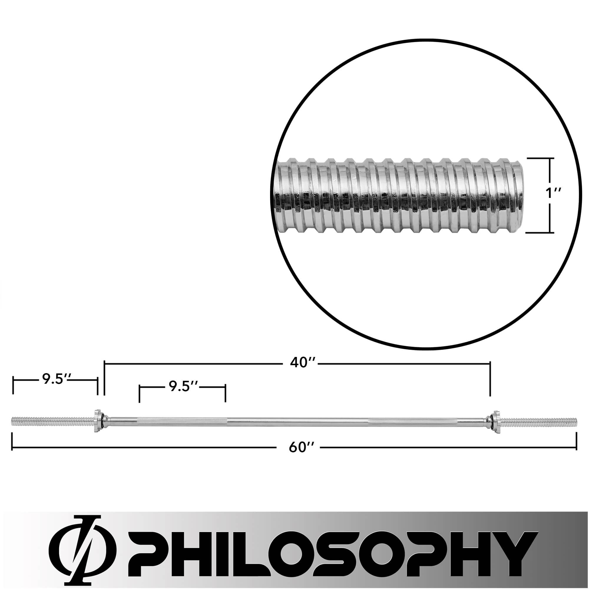 Philosophy Gym FIT-BAR-ST60 Barbells-Weight-Bars-Plates - View #6