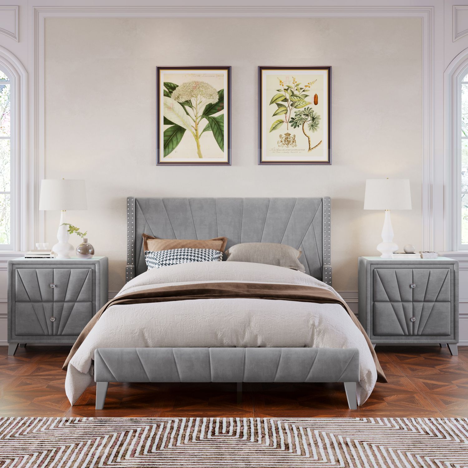 JASMODER BS300811AAE Gray Mdf Bookcase with Doors