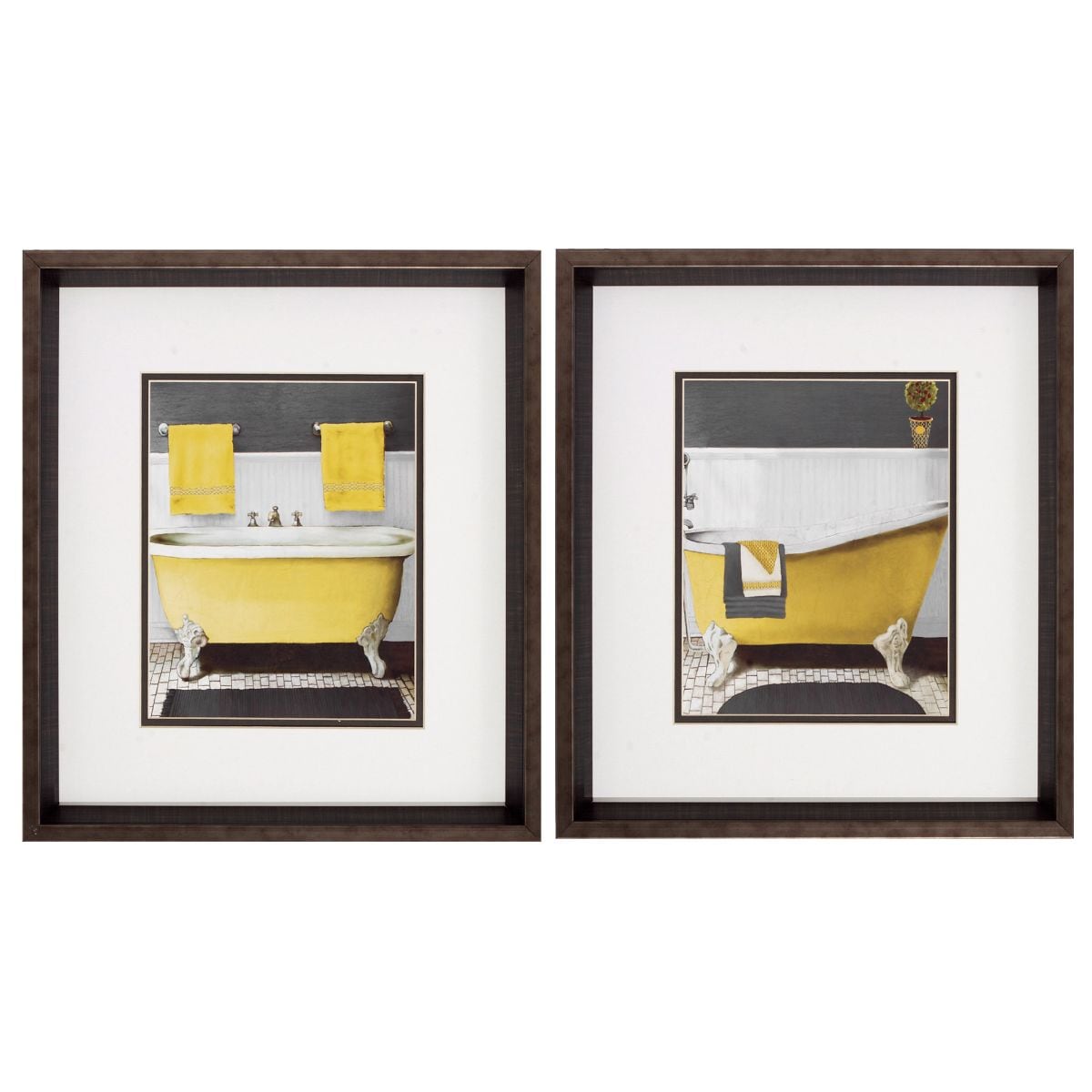 HomeRoots 365215 Brown Wood Framed 17-Inches H x 15-Inches W Bath Wood Print
