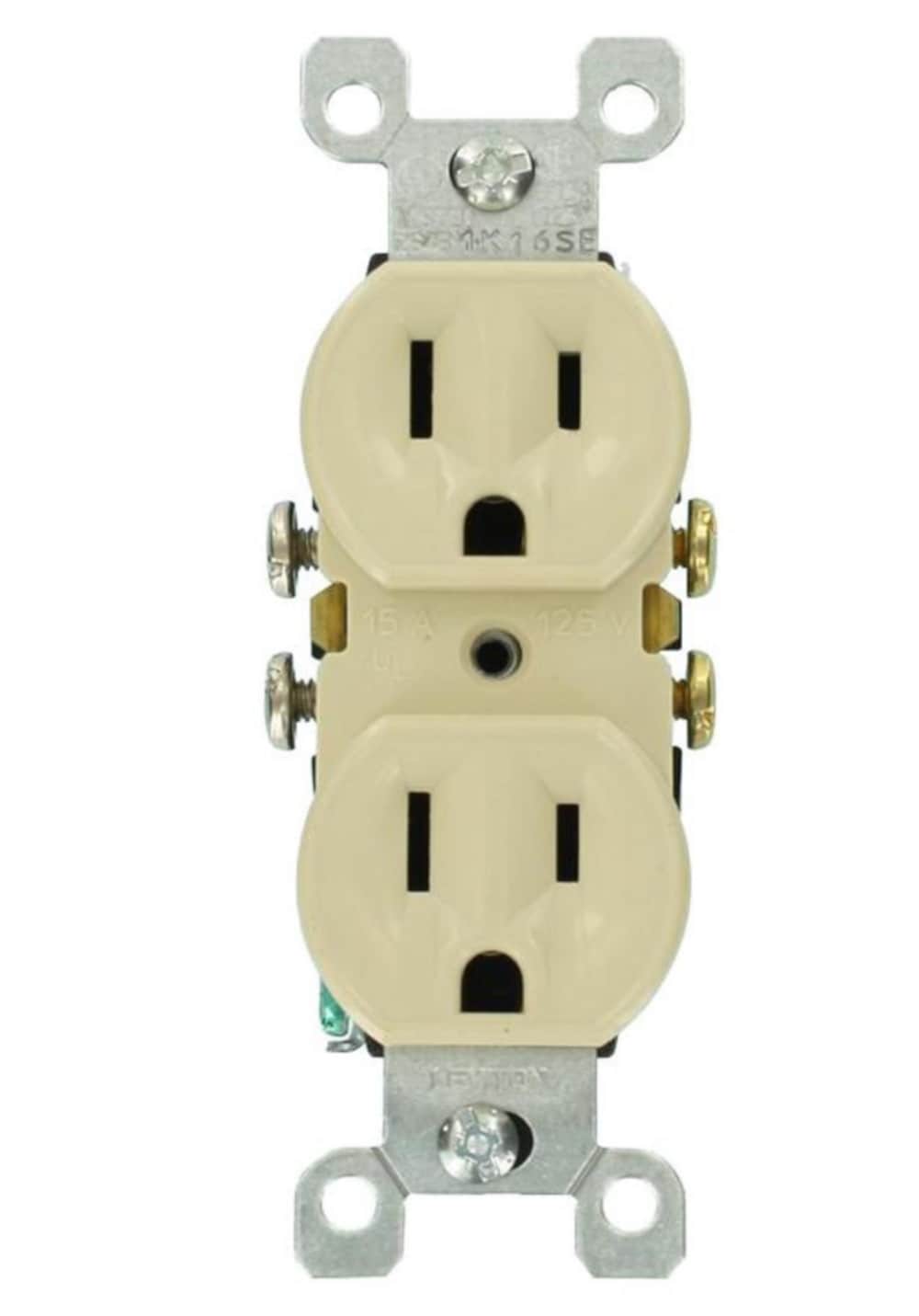  345010 15-Amp 125-volt Recessed Residential Duplex Outlet, Ivory (10-Pack)