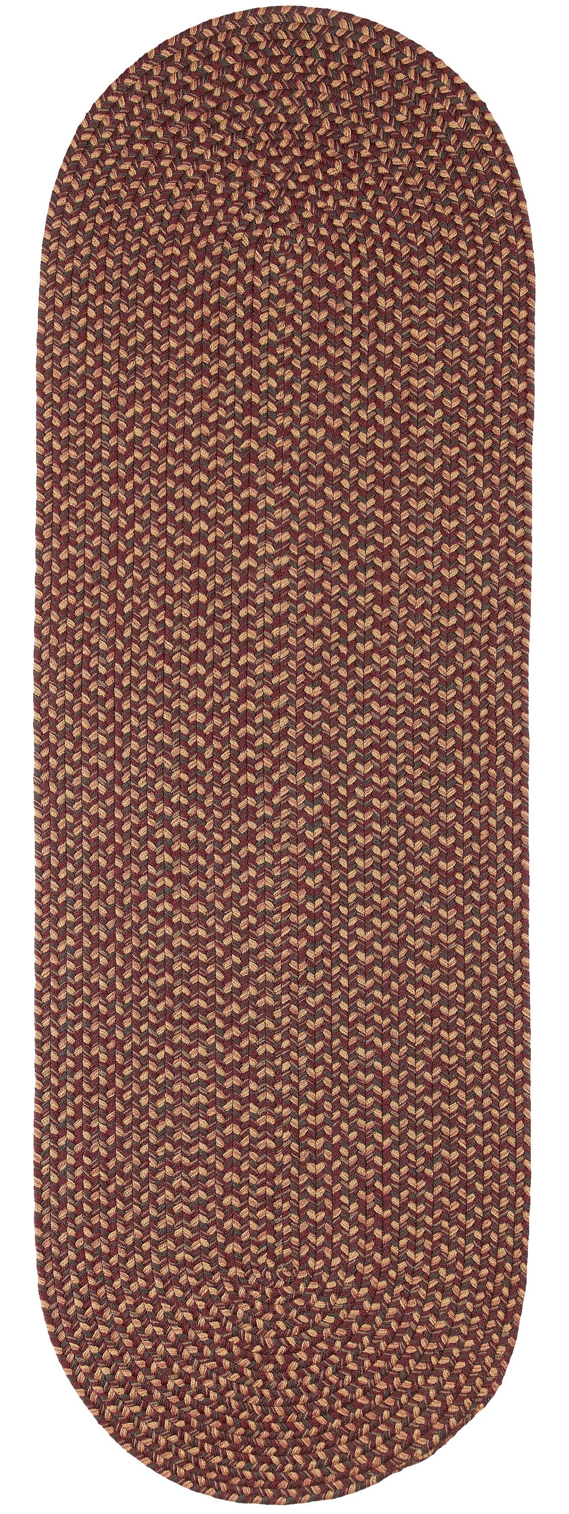 Rhody Rug CD46R024X048 2 x 4 (ft) Braided Polypropylene Garnet Oval Indoor/Outdoor Geometric Area rug