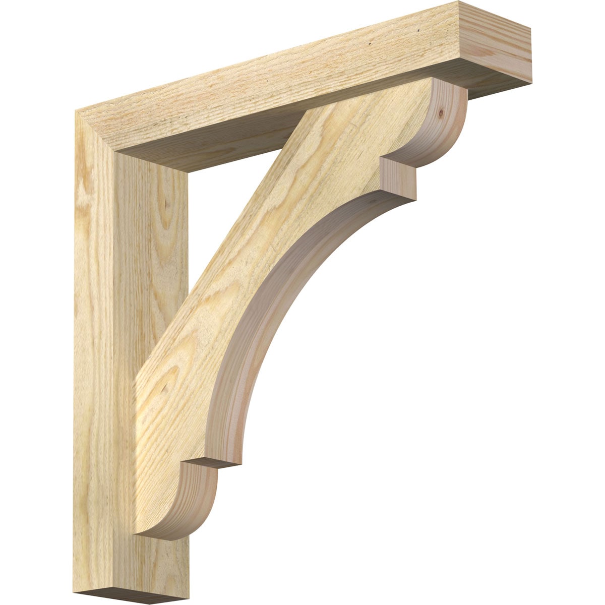 Ekena Millwork 1463612 Olympic Block Rough Sawn Bracket with Offset Brace 4-in x 18-in x 18-in Douglas fir Brown Wood Standard bracket