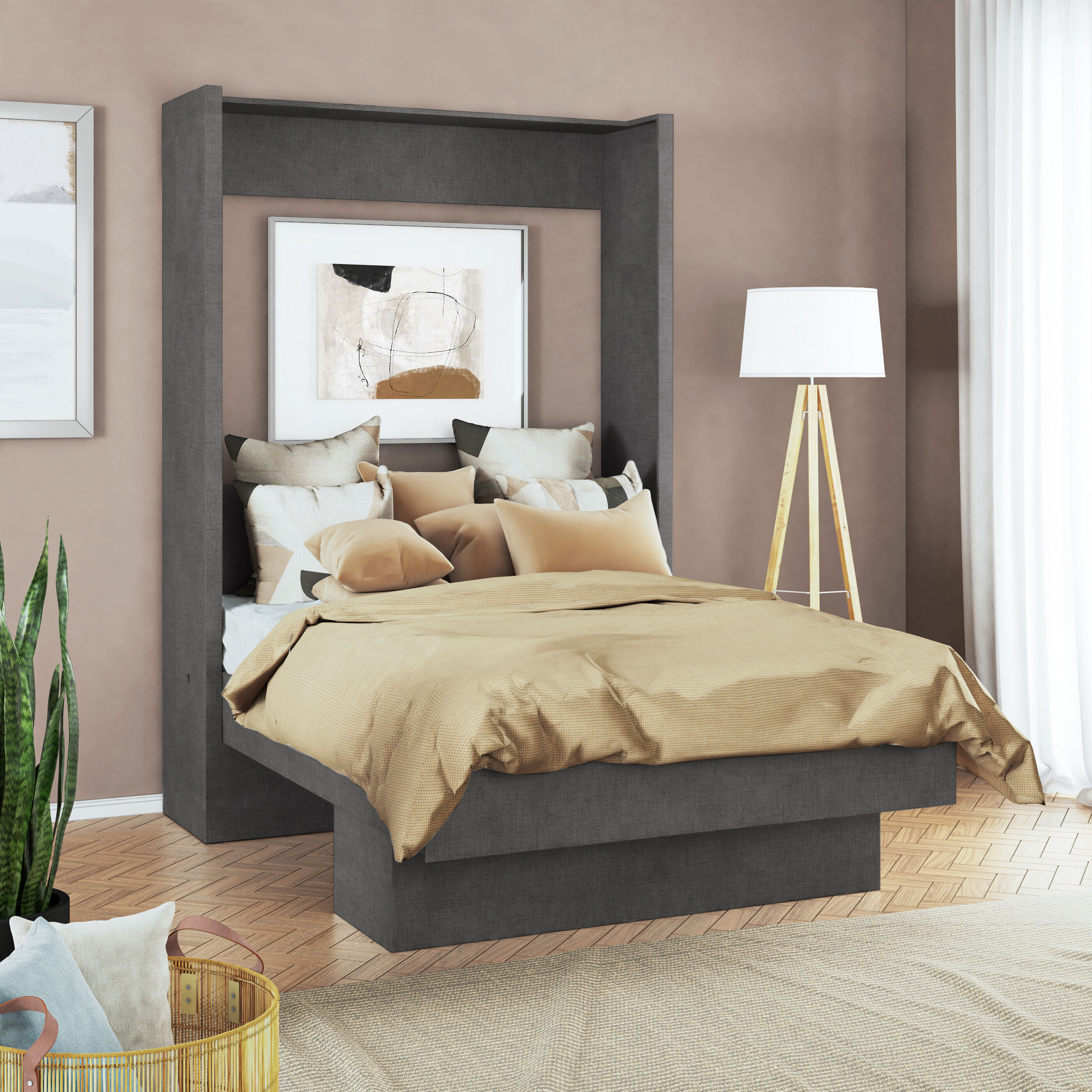 Oakland Living LWLILA-BED-FL-ASH Ash Full Wood Murphy Bed