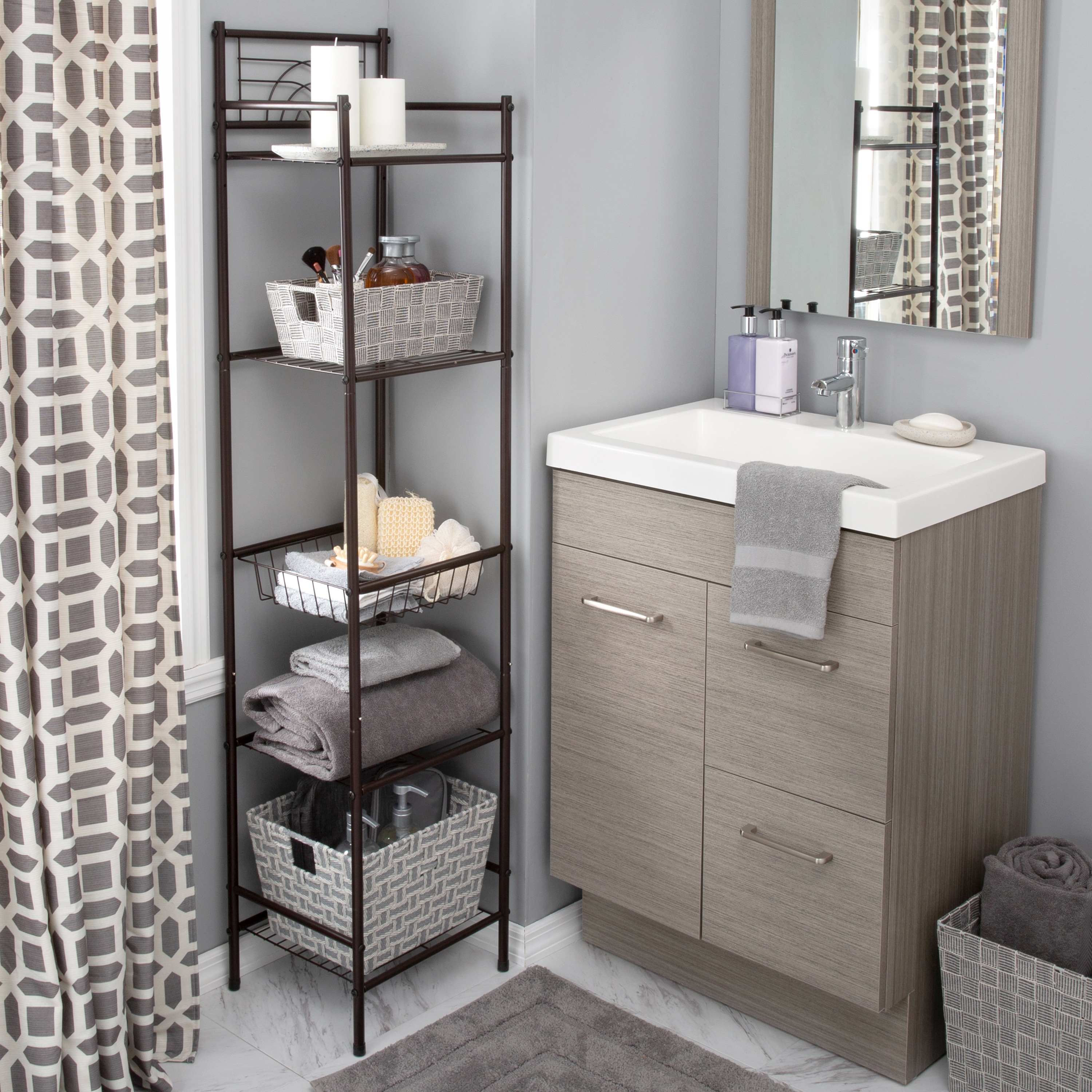 Bath Bliss 3 Shelves Tiered Bathroom Storage Rack in Satin Nickel 