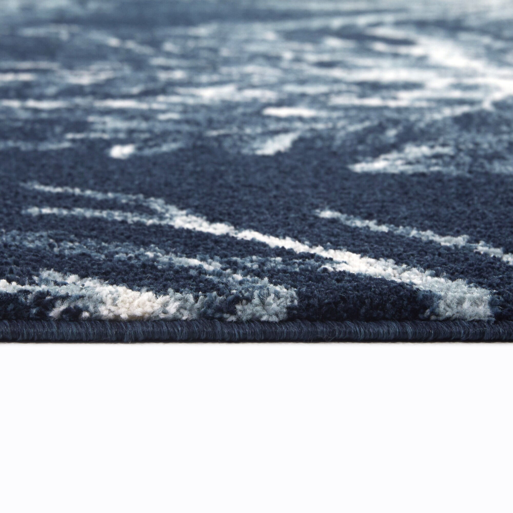 Navy Blue Synthetic Rectangular Tropical Botanical Area Rug