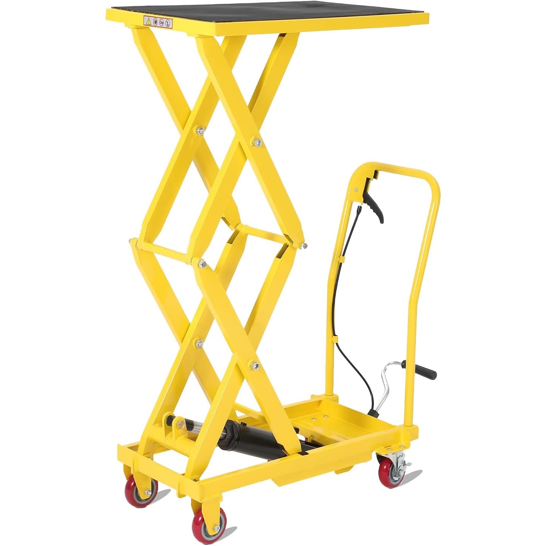 Assile 770 Lb Yellow Hydraulic Lift Table Cart - 11.8 to 51 Inch Adjustable Height - Double Scissor Platform #XH26090295