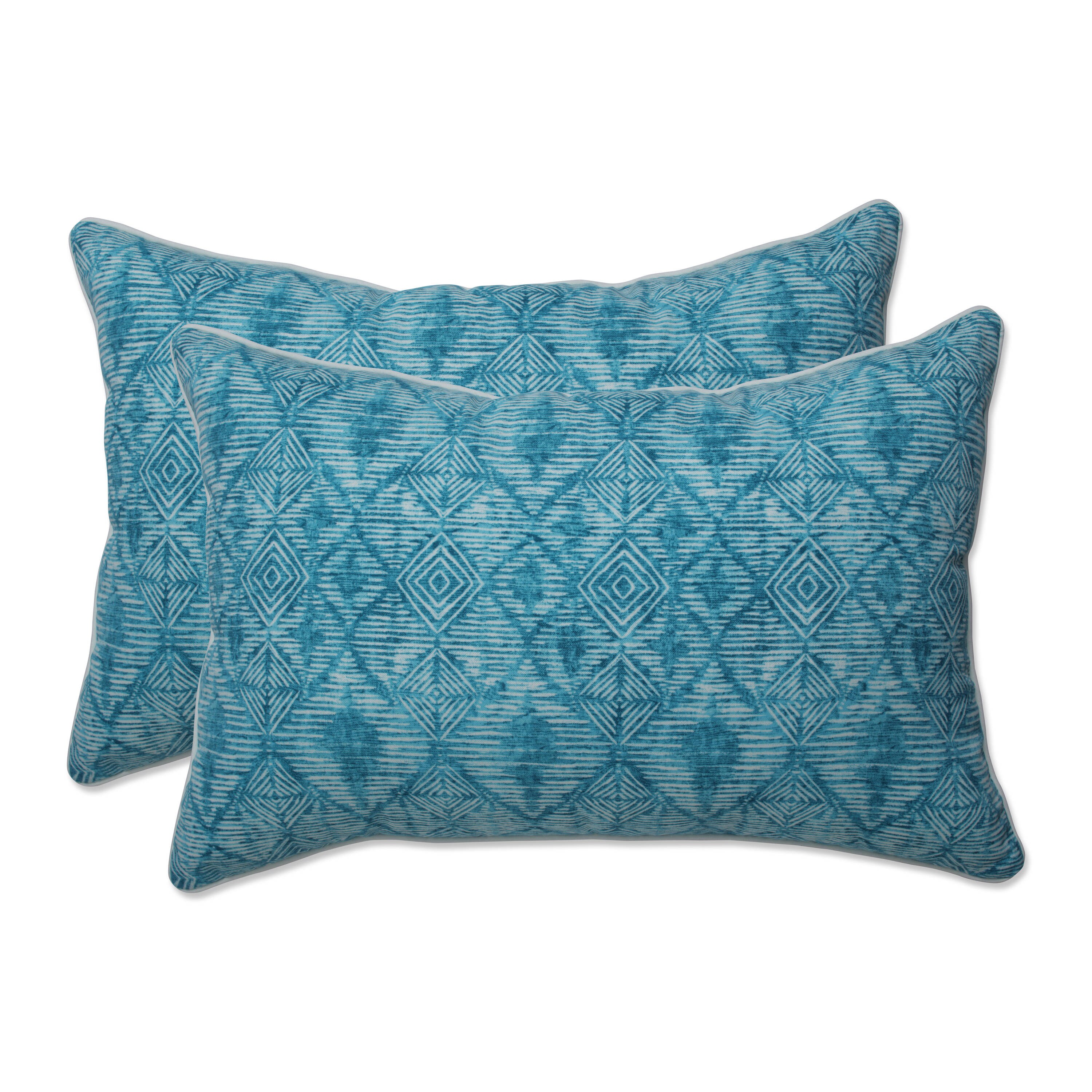 Pillow Perfect 672366 2-Pack Graphic Print Blue Rectangular Throw Pillow