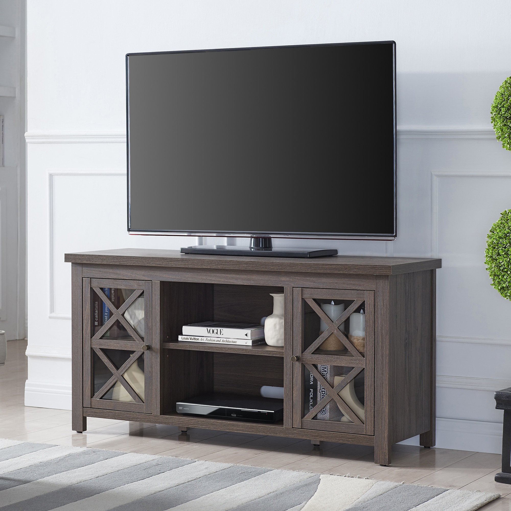 Hailey Home TV1246 Colton Transitional Alder Brown TV stand ( Accommodates TVs up to 55-in )