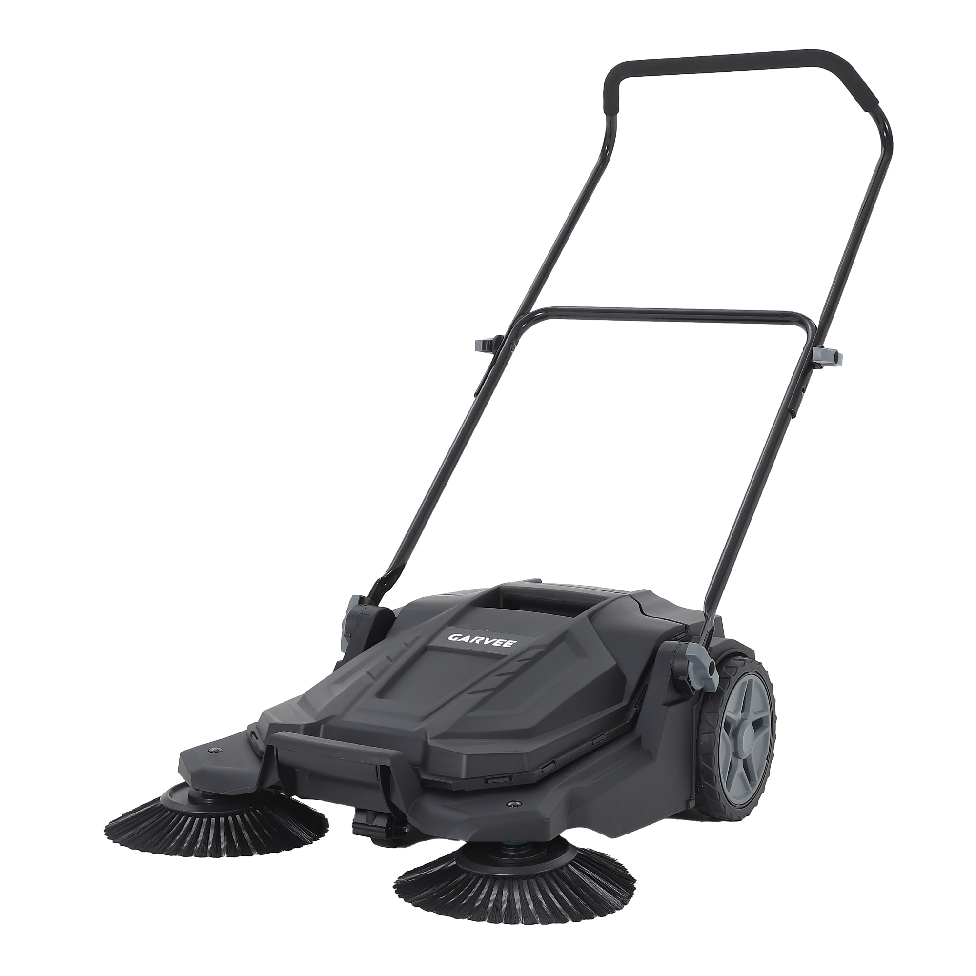 GarveeLife - Walk Behind Hand Push Floor Sweeper 25.6 Inch Wide Manual Non Electric Sweeper with ...