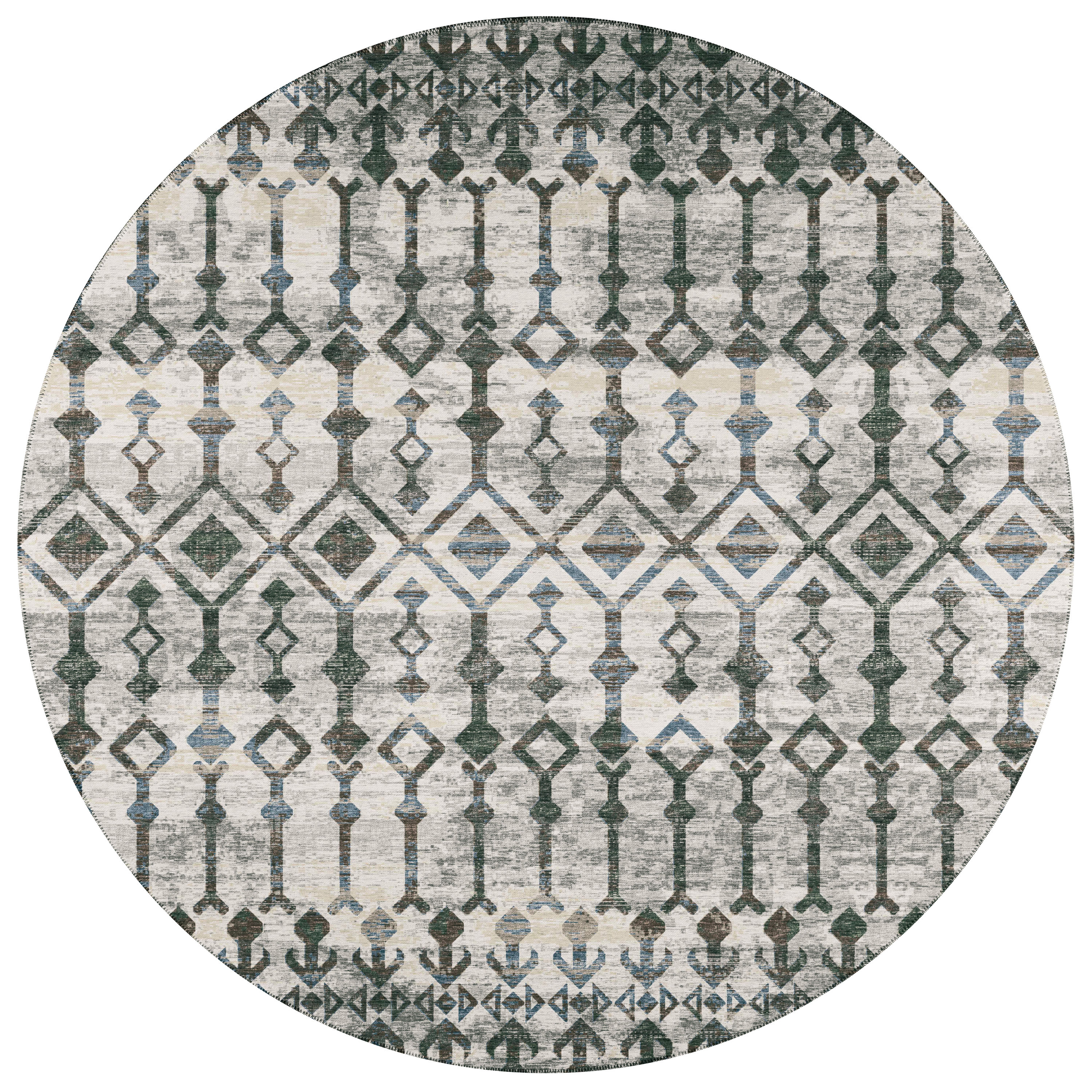 Addison Rugs ABV38AS8RO Bravado 8 x 8 (ft) Chenille Ash Round Indoor/Outdoor Geometric Southwestern Area rug