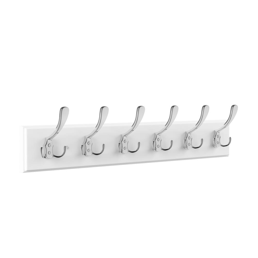 Mascot Hardware 5-Hook 26.97-in x 3.54-in H White/Satin Nickel