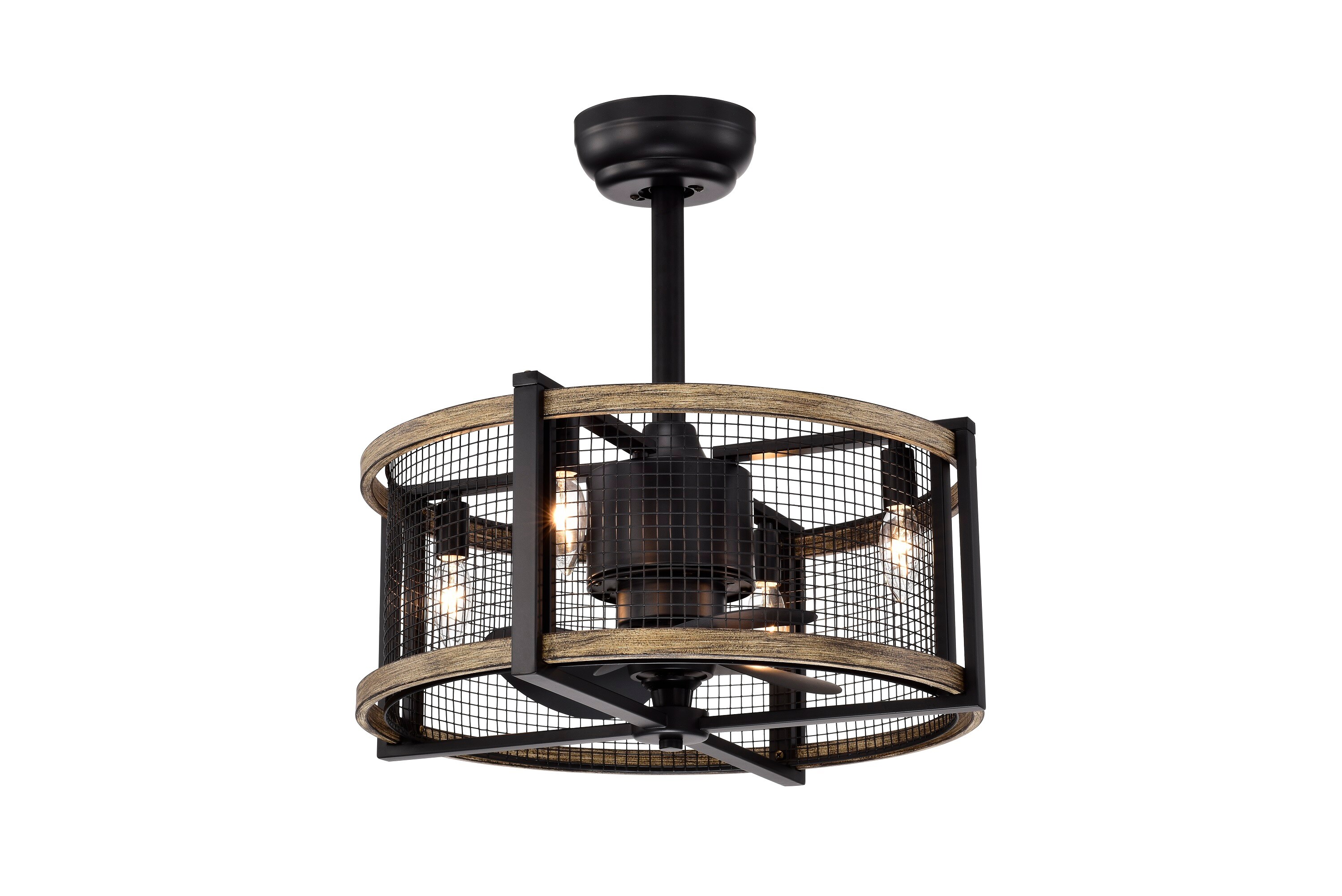 Home Accessories Inc CFL-8491S/IGW 20-in Matte black with Black Blades Fandelier Ceiling Fan With Light - Remote Included ( 3 -Blade )