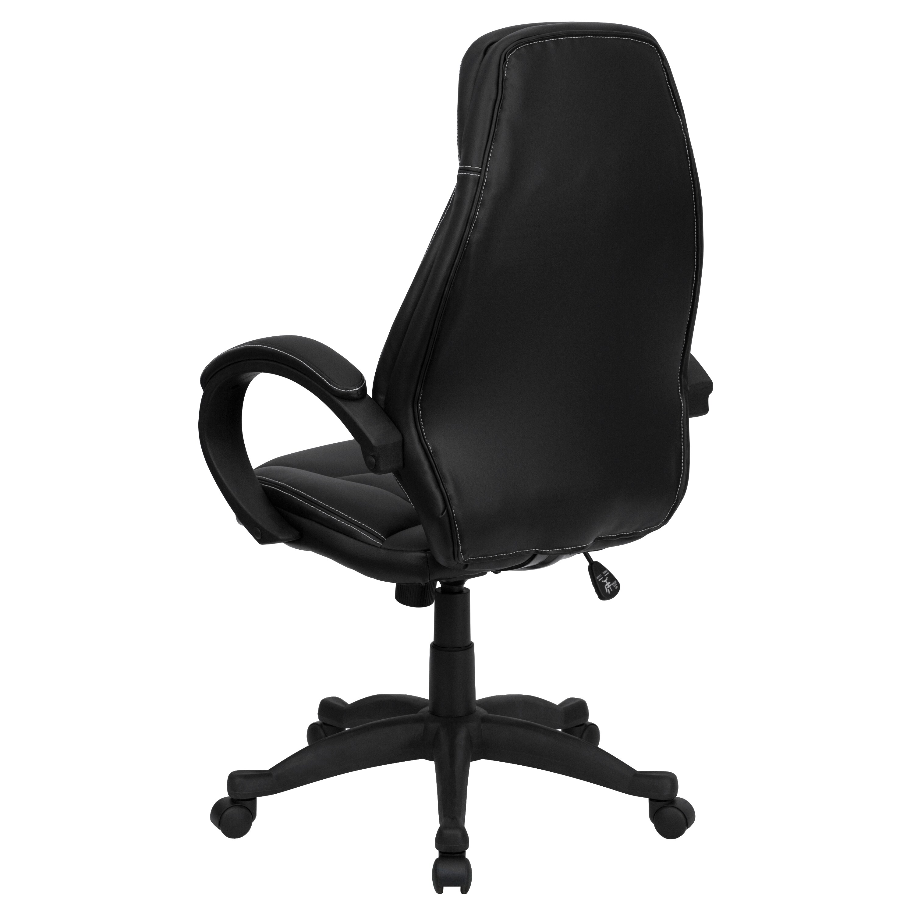 ErgoExecutive High Back Black LeatherSoft Swivel Chair with White Stitching