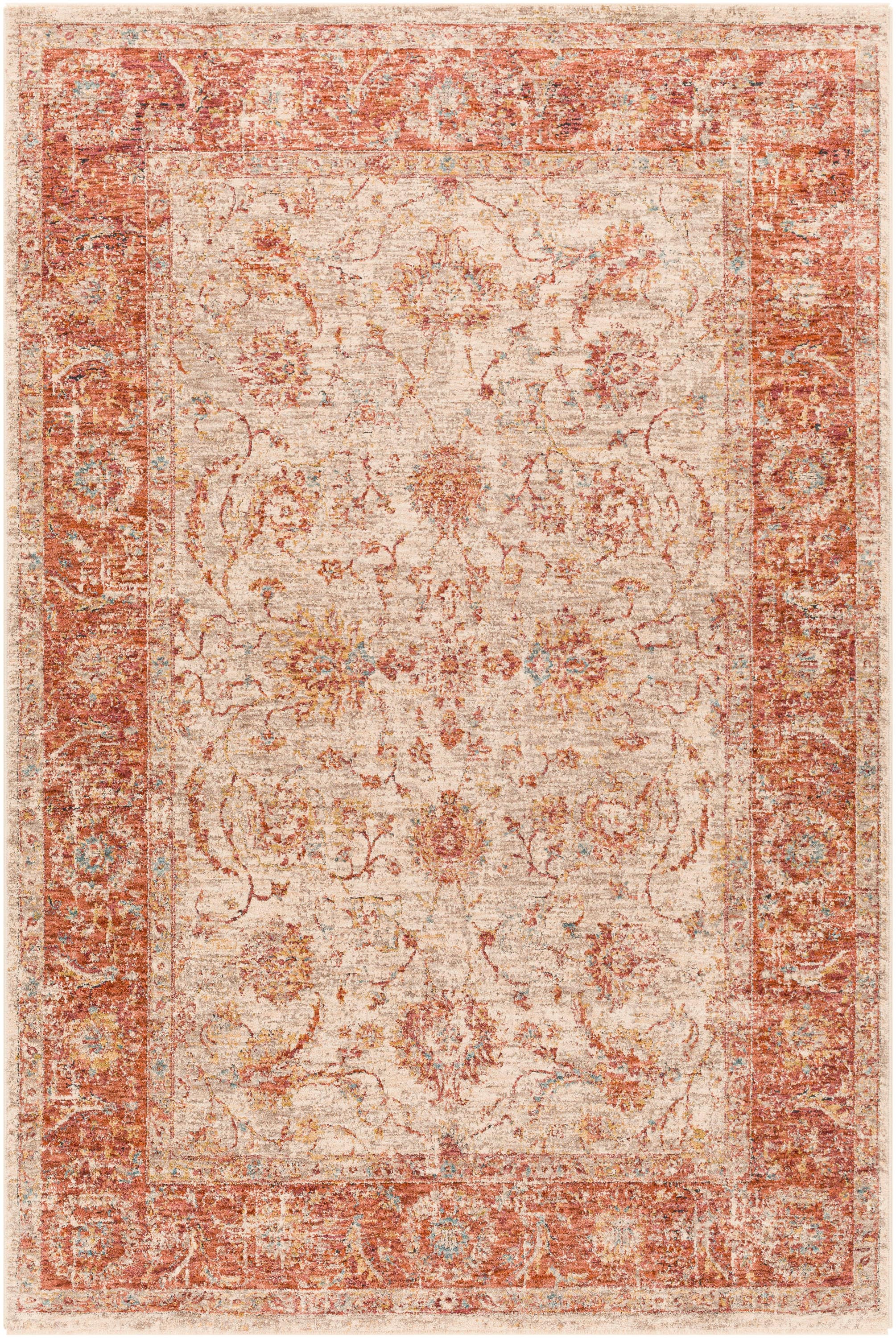 allen + roth with STAINMASTER Davis 7 X 9 (ft) Beige Indoor  Floral/Botanical Area Rug in the Rugs department at