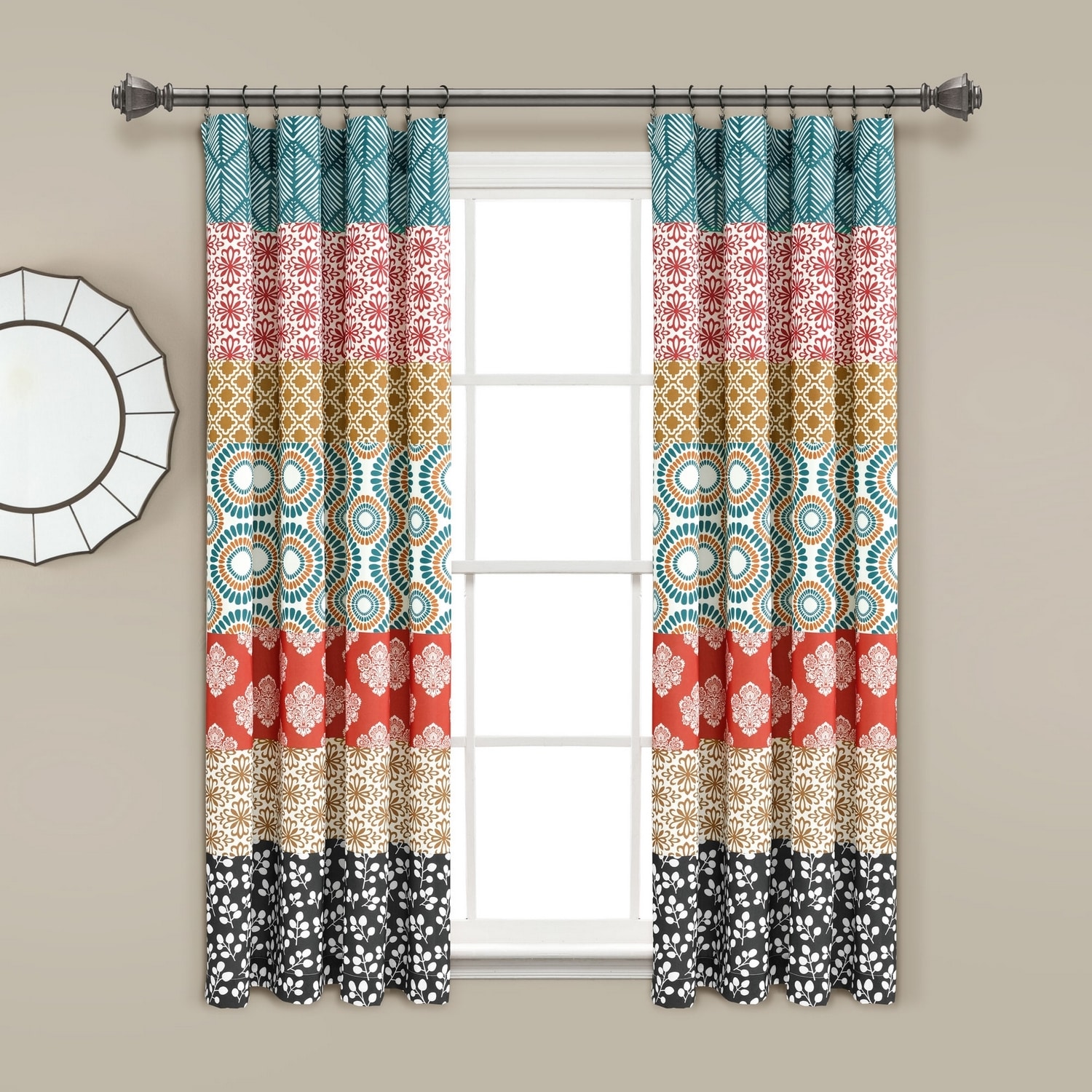 Lush Decor 16T007881 63-Inches Turquoise Striped Rod pocket Curtain panel pair