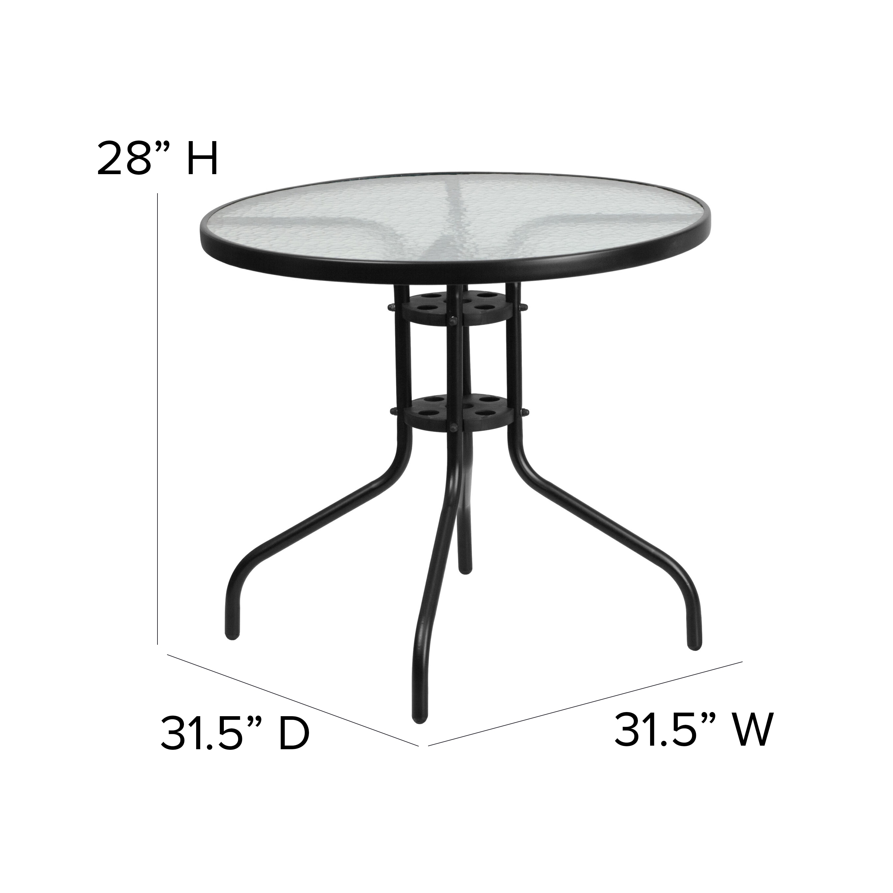 31.5'' Modern Clear Glass Round Dining Table with Black Base