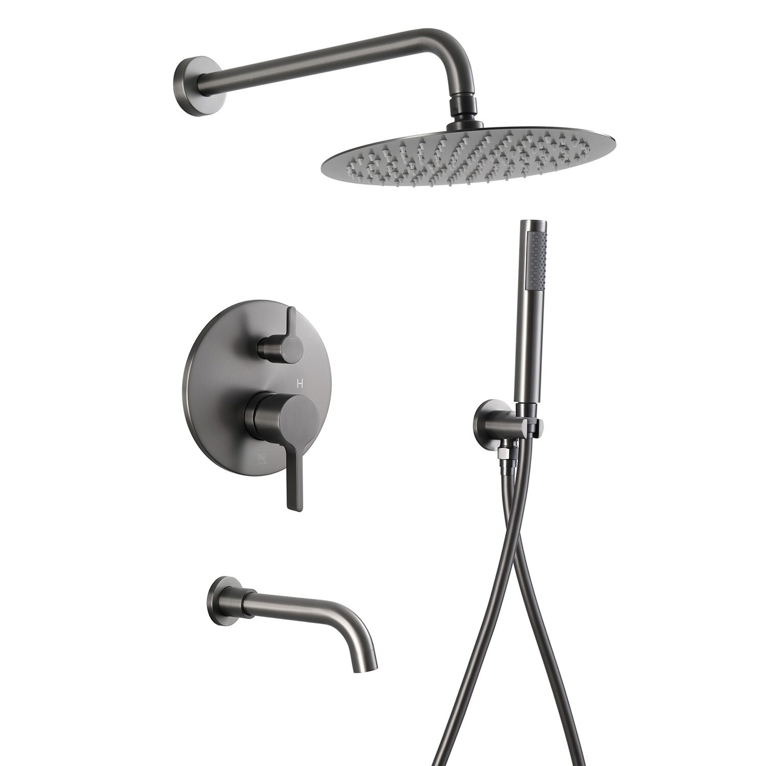 Mondawe Brushed Gray Built-In Shower Faucet System With 3-way Diverter ...