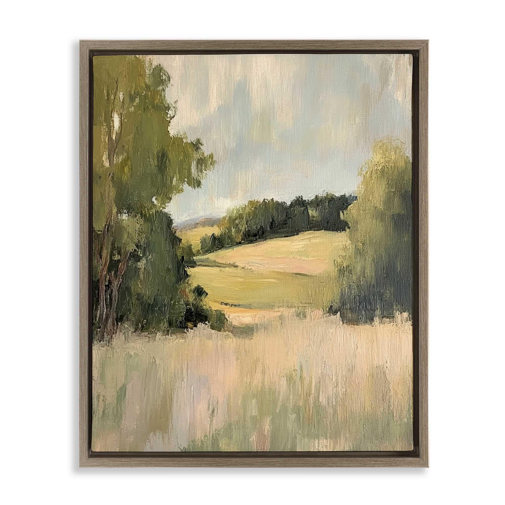 Stupell Industries BT-836-FFE-16X20 Painterly Green Valley View Floating Frame design by Petal Prints Design