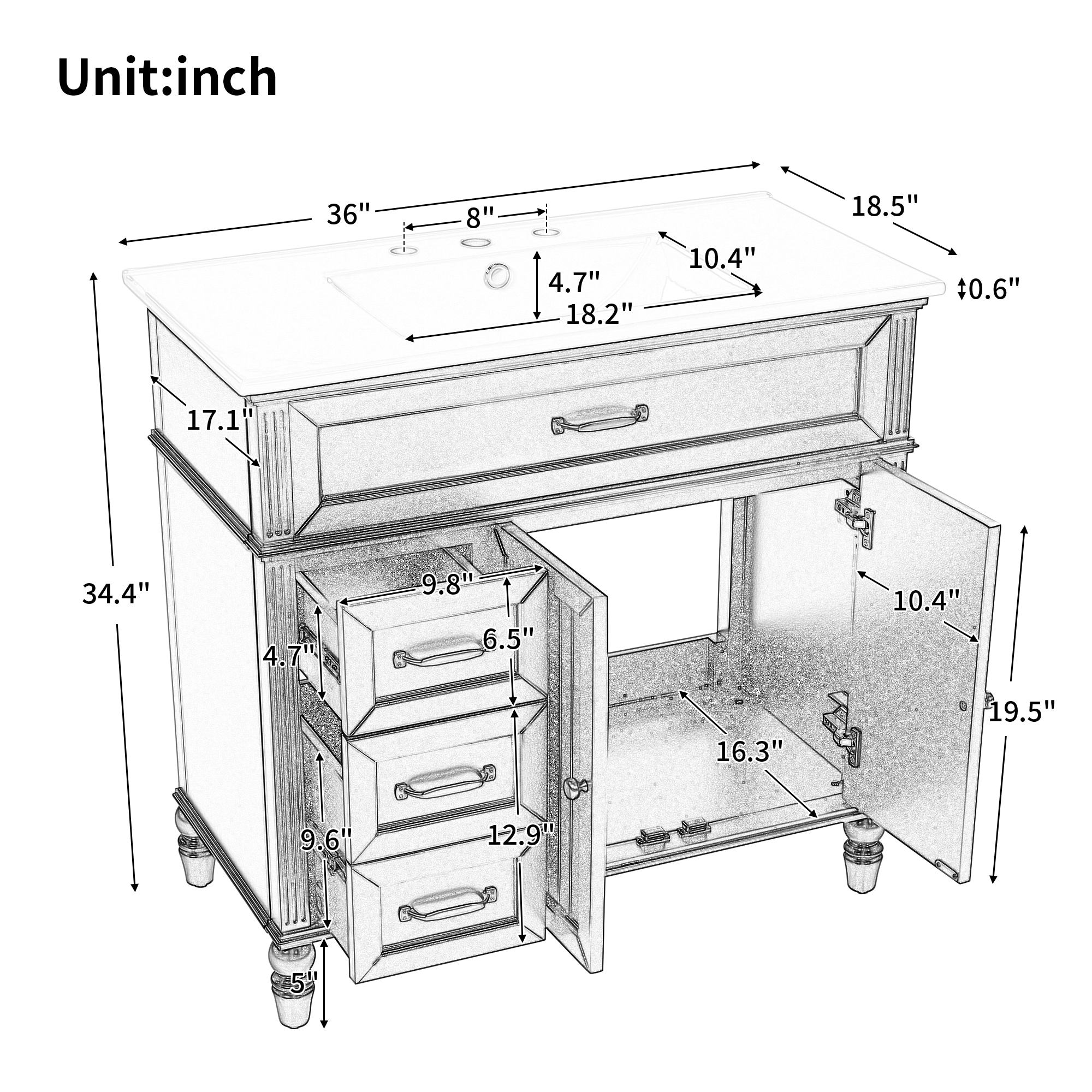 LUXEYARD DS-X-224VANTY8 Bath-Vanity-Combo - View #6