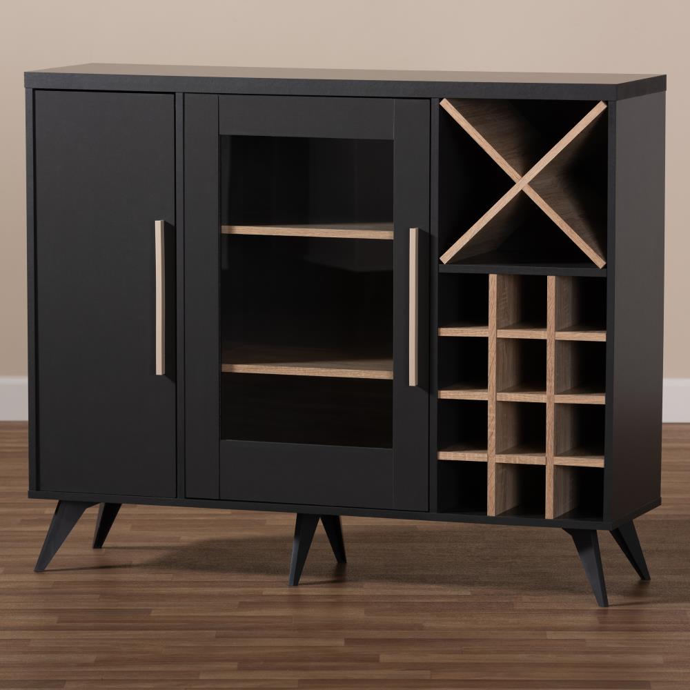 Baxton Studio 24 Bottle Charcoal Composite Stackable Wine Cabinet