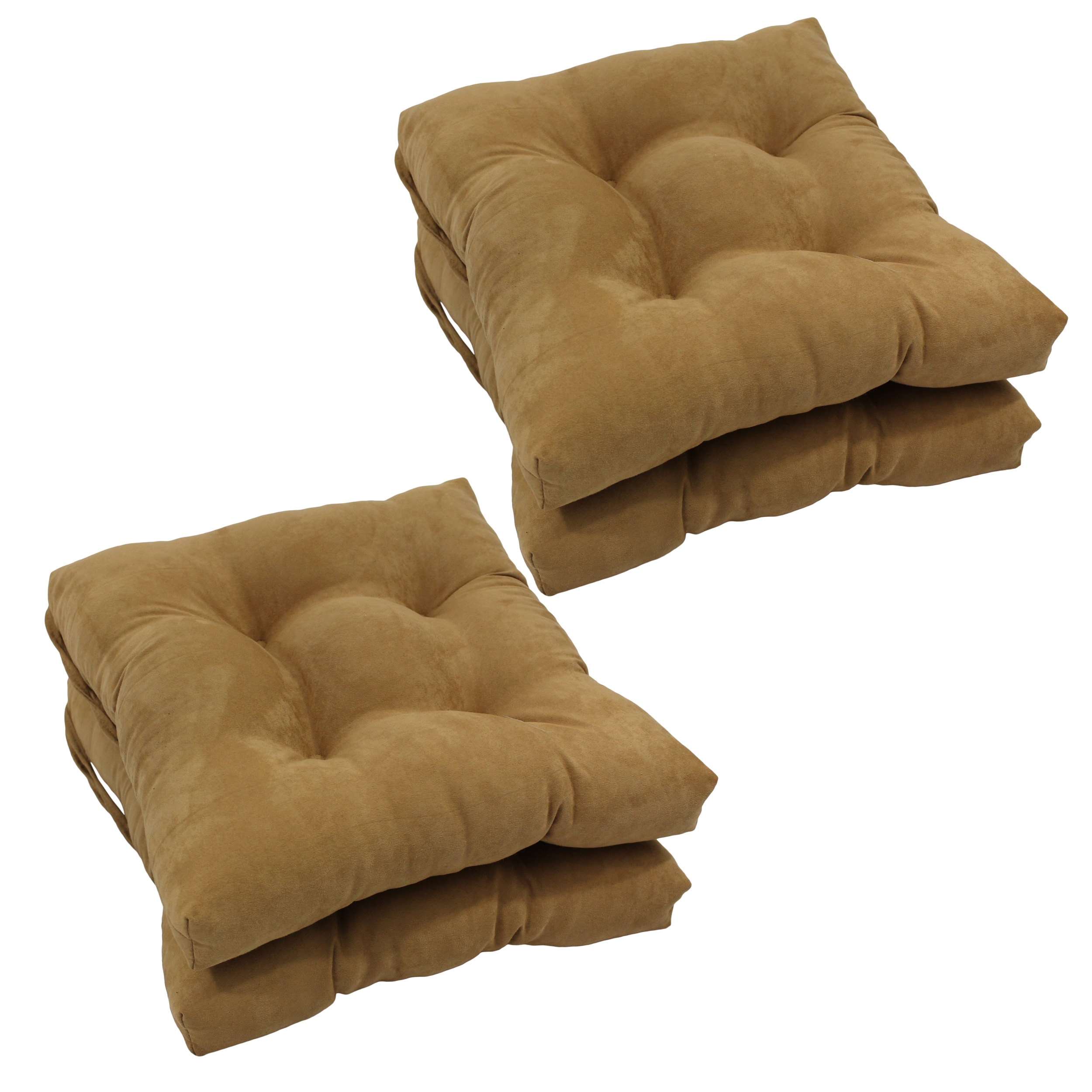 Blazing Needles 916X16SQ-T-4CH-MS-CM Camel Solid Chair Cushion