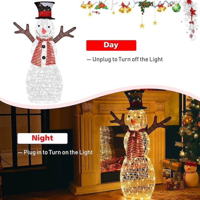 WELLFOR 42-in Free Standing Decoration with Yellow LED Lights in the ...