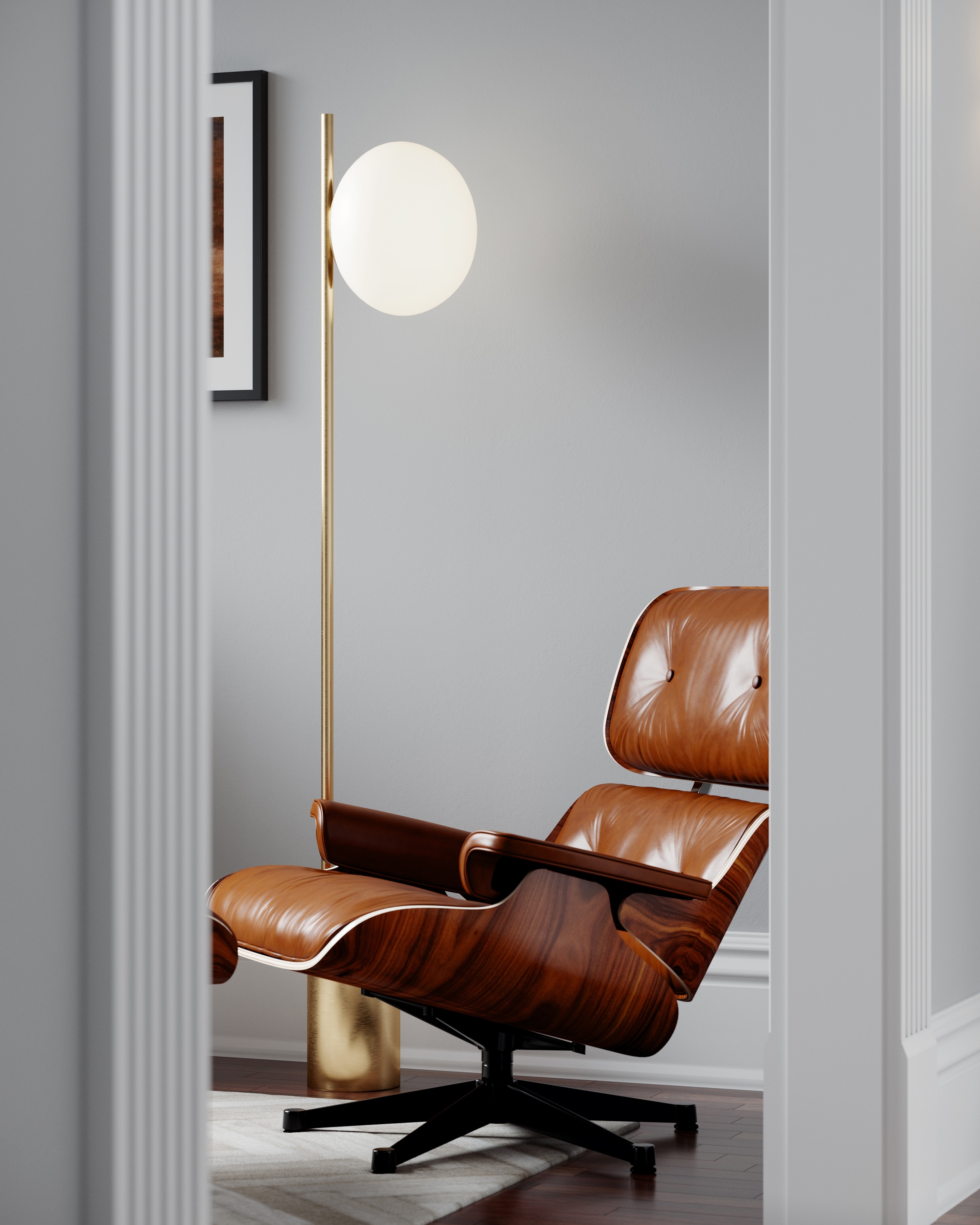 ED by Ellen DeGeneres ET1361BBS1 Lune 66-in Burnished Brass Shaded floor lamp Floor Lamp with Glass Shade
