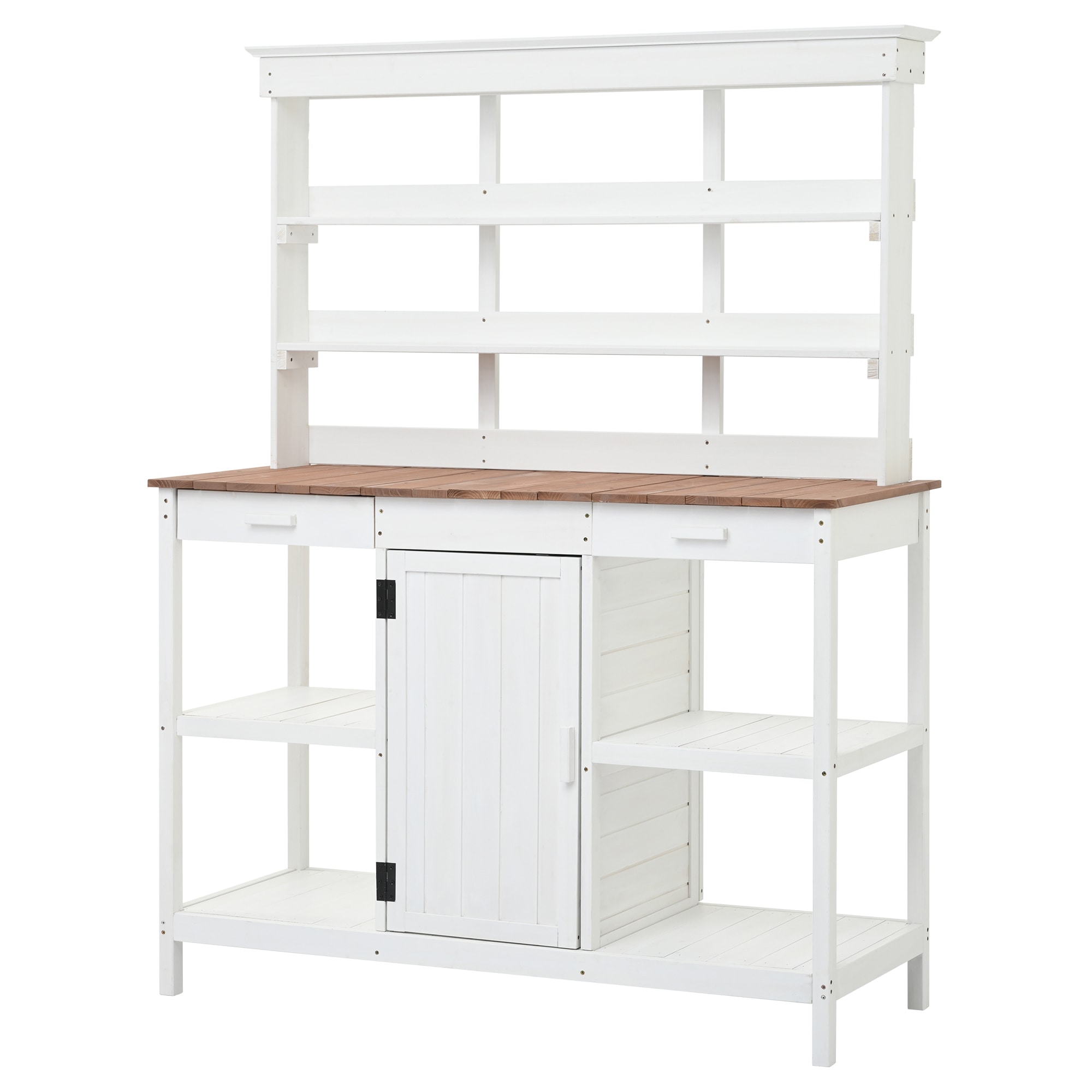 Kahomvis G243-QP717-14 Patio Workstation 50-in x 66-in x 20-in White Potting Bench