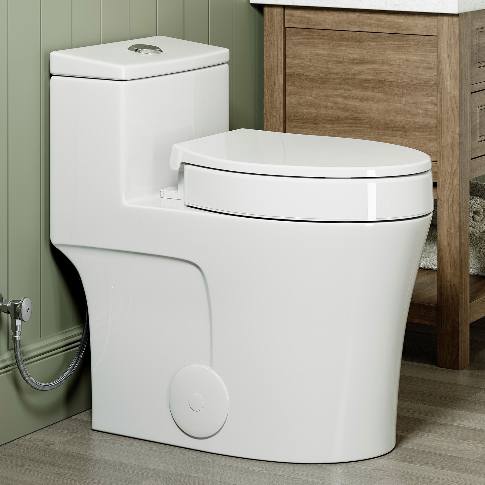 HOROW (1-Piece) 0.8/1.28 GPF Dual Flush Elongated Toilet in White