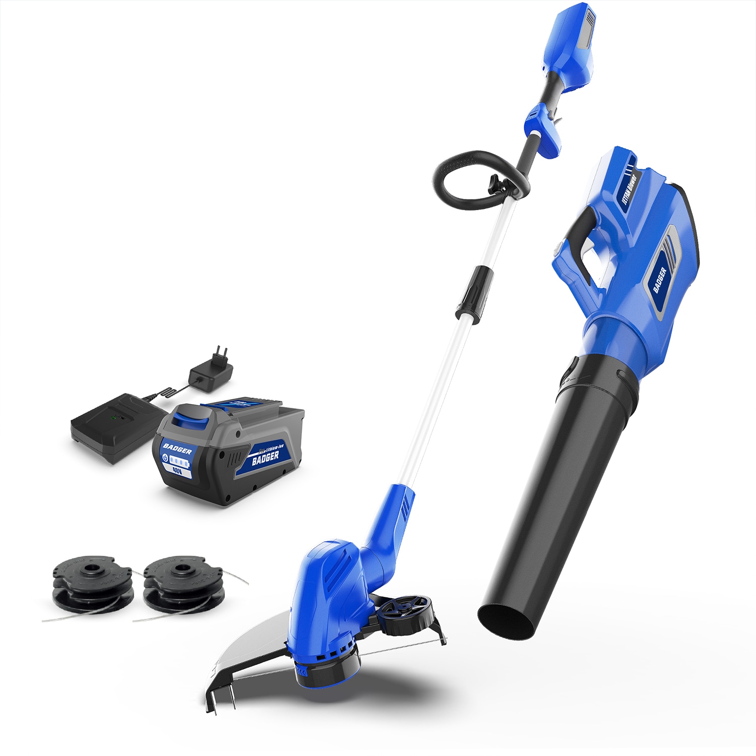 Wild Badger Power WB40VTBCC Trimmer Edger Blower 40-volt Cordless Battery String Trimmer and Leaf Blower and Combo Kit 2 Ah (Battery Included) (Charger Included)
