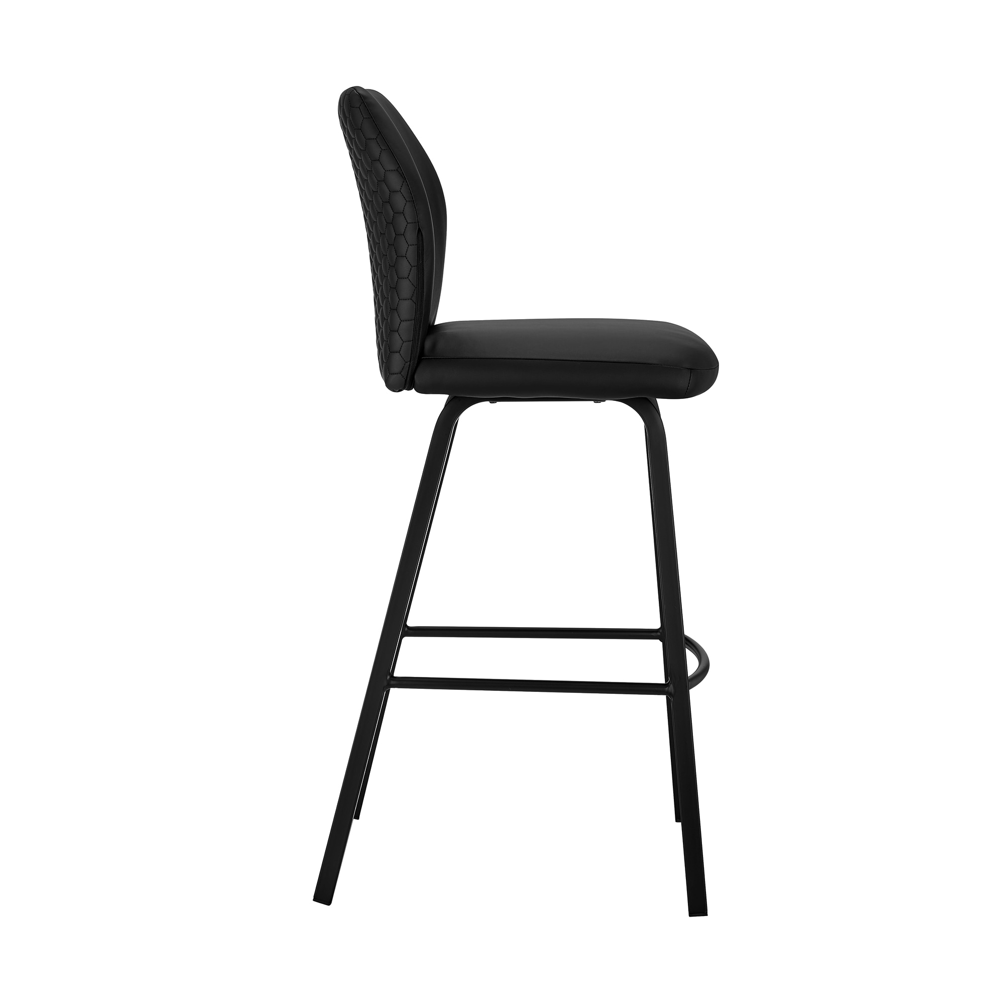 Modern Tandy Black Faux Leather 26" Counter Stool with Metal Frame