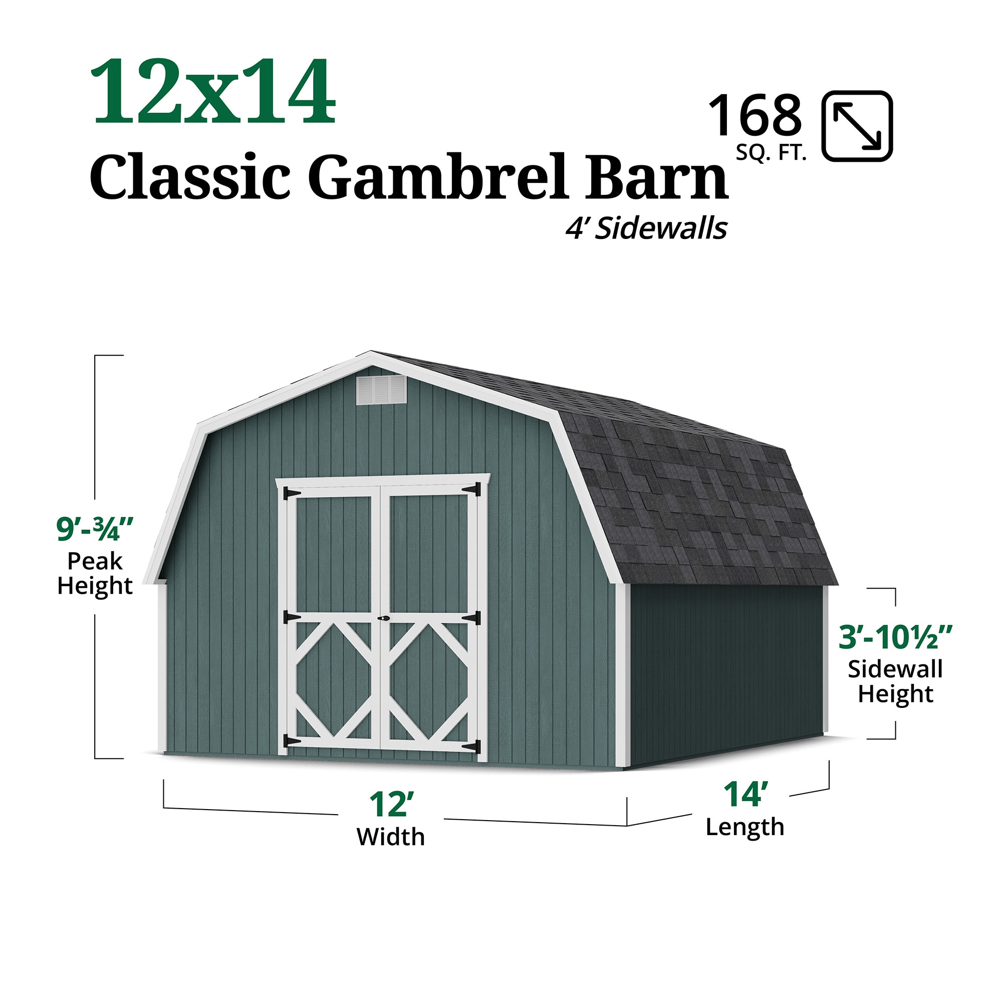 Little Cottage Co 12X14 CGB-4-PC Wood-Storage-Buildings - View #3