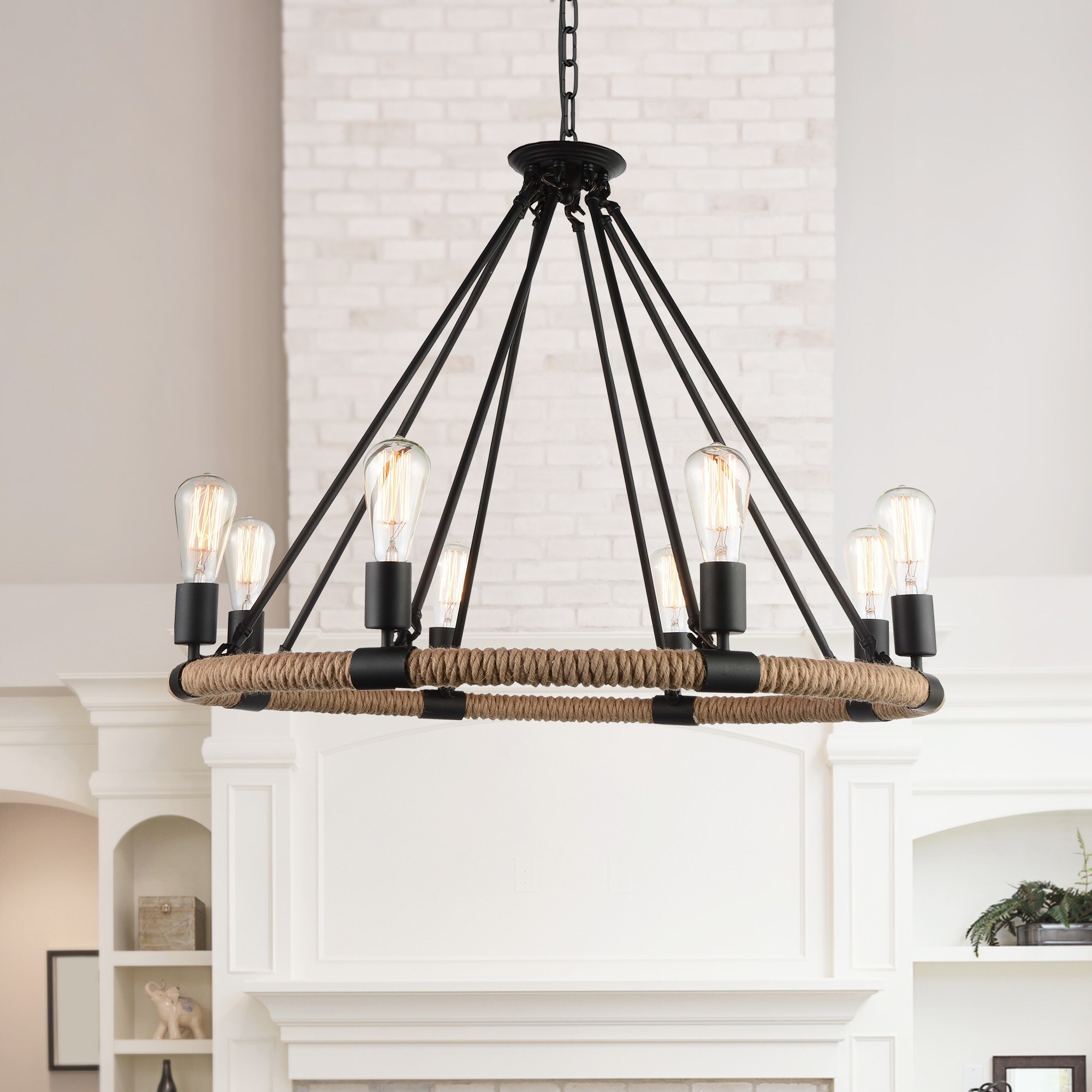 CWI Lighting 9671P33-8-101 Ganges 8 -Light Black Rustic For Use in Bathrooms, Bedrooms, Dining Rooms, Foyers, Kitchens, Living Rooms Chandelier