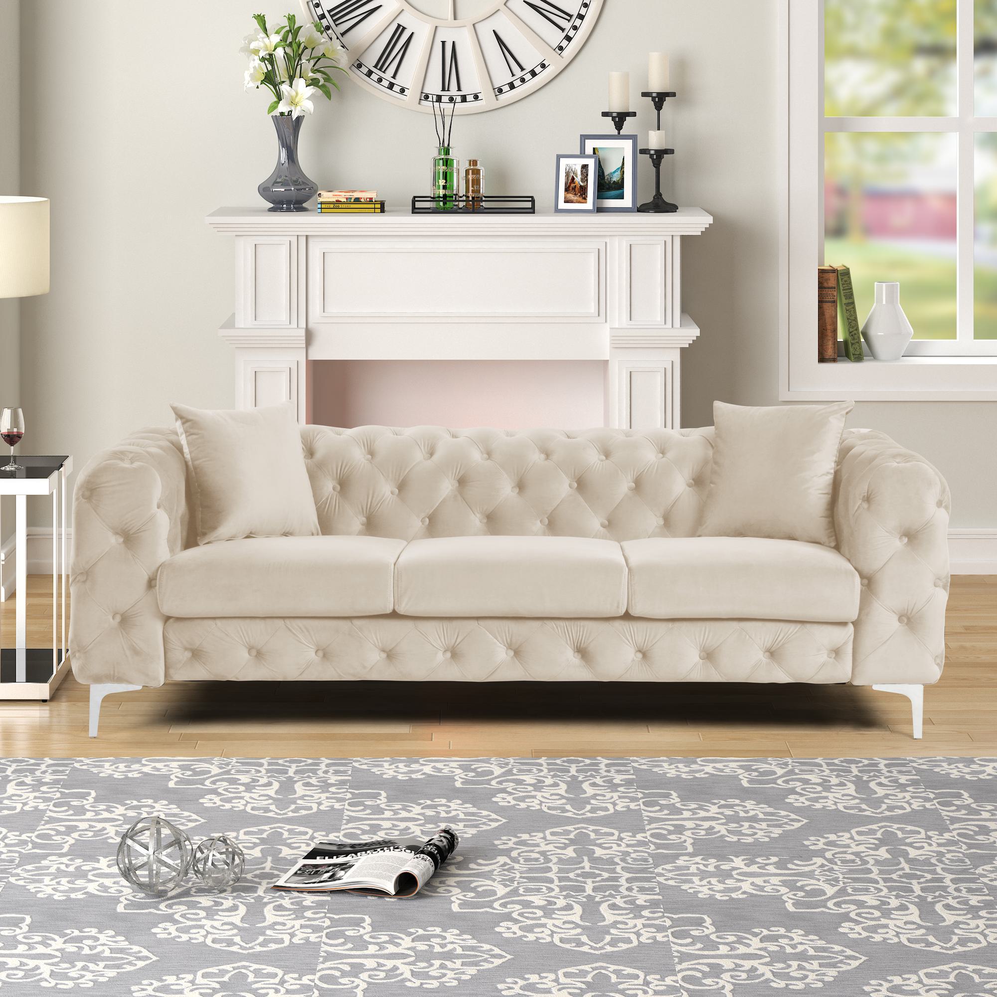 FARATI 8212-BEIGE-3 85-in Modern Off-white Sofa