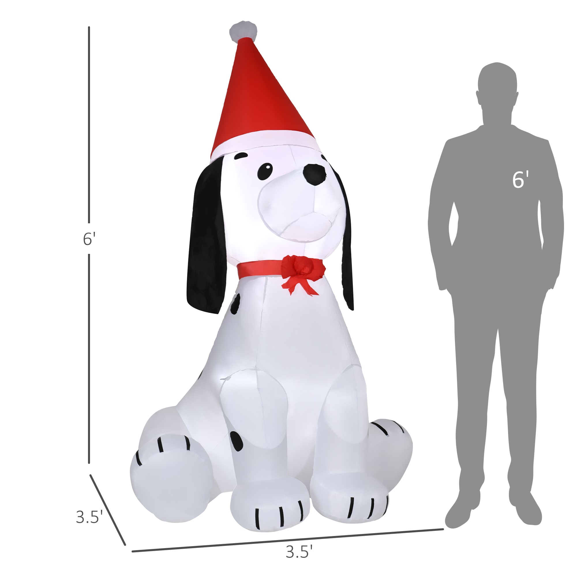 WELLFOR HYZ23980US 6-Feet Lighted Dog Christmas Inflatable