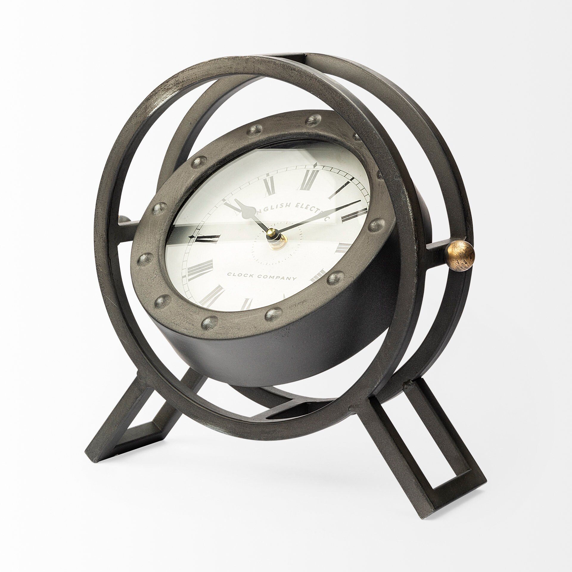 Mercana Ralph I Black Metal Square Table Clock