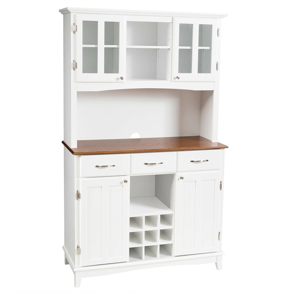 Boyel Living BL-HW64504+ White Multi-Functional Kitchen Storage Cabinet with Wine Rack and Drawers