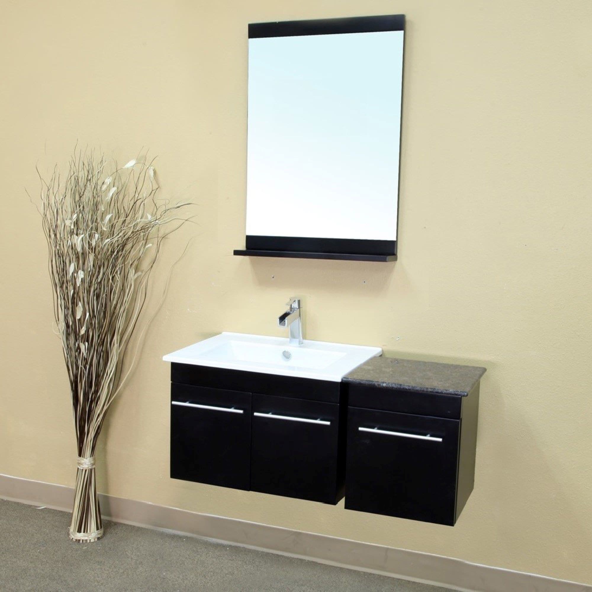 Bellaterra Home 39-in Black Single Sink Bathroom Vanity With White ...