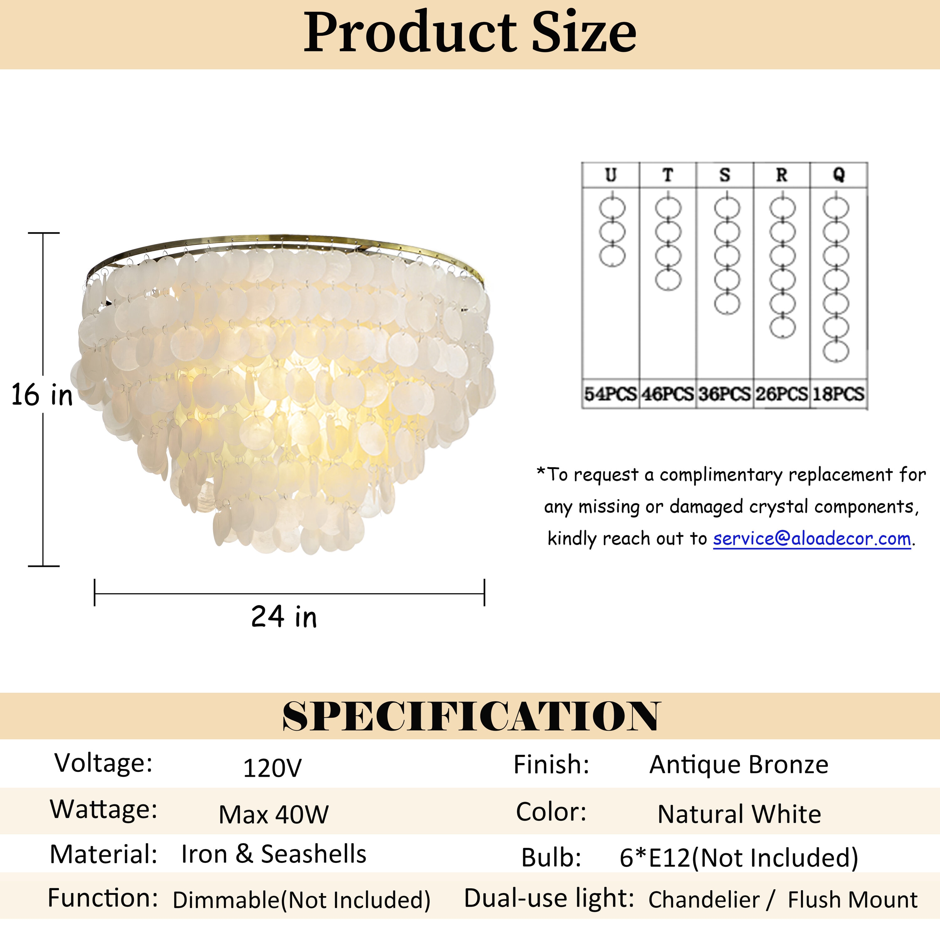 Antique Gold Coastal Capiz Shell Tiered Flush Mount Light