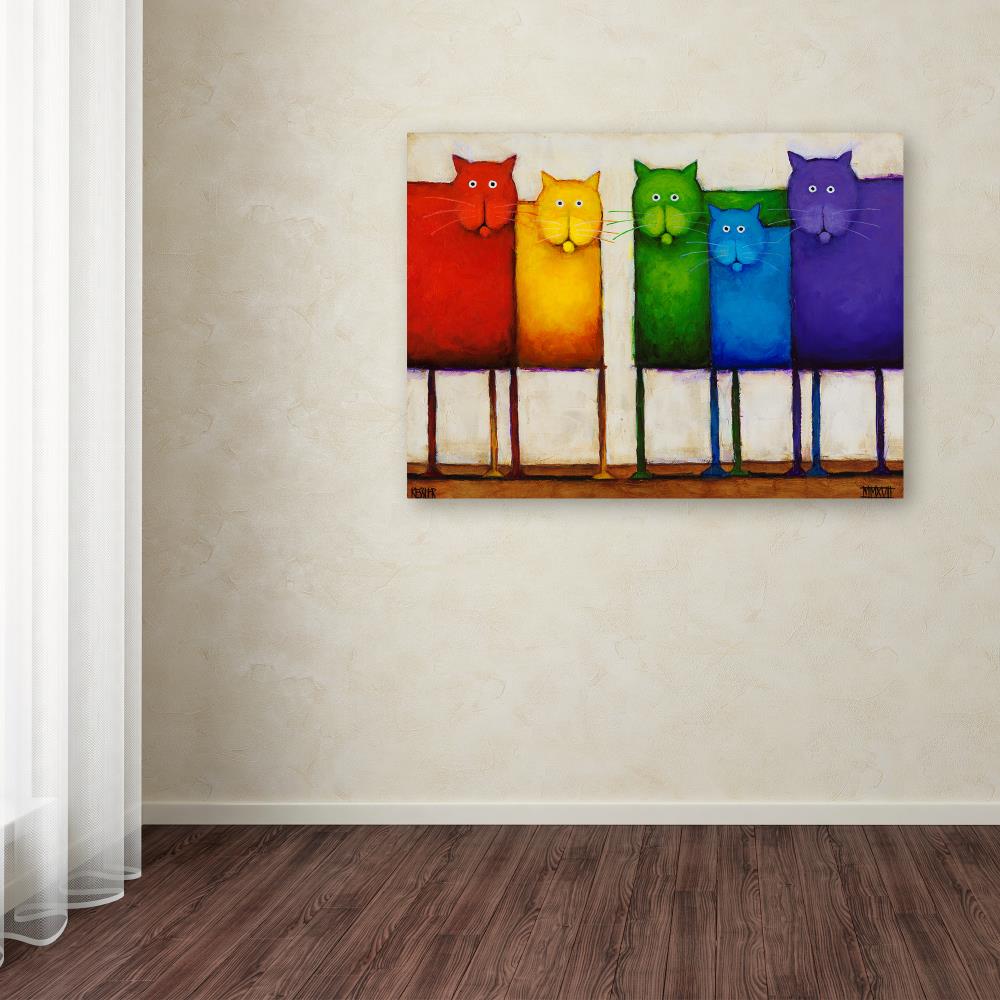 Colorful Rainbow Cats Canvas Art for Kids Nursery