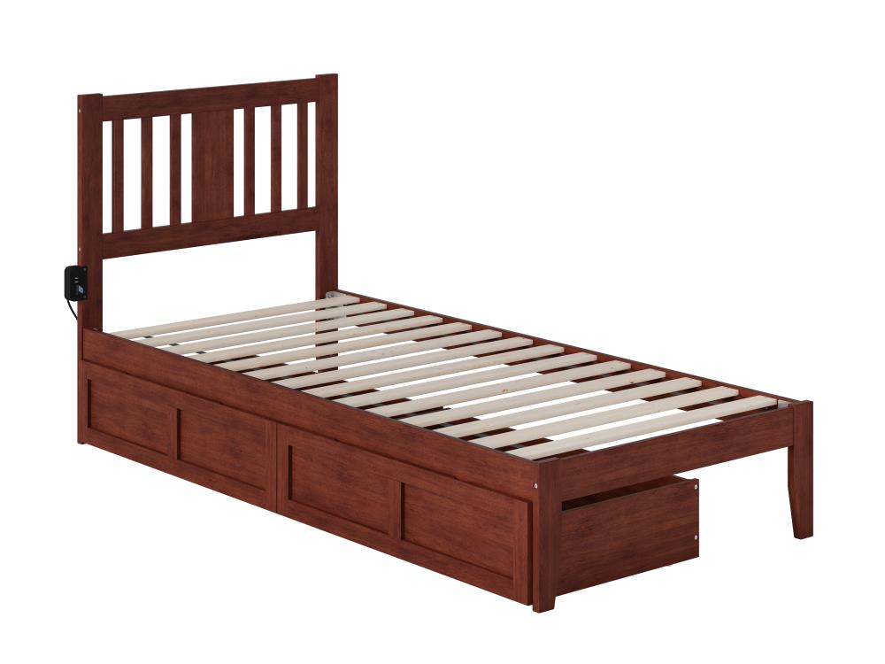 Atlantic Furniture Tahoe Walnut Twin, Extra Long Twin Bed With Storage