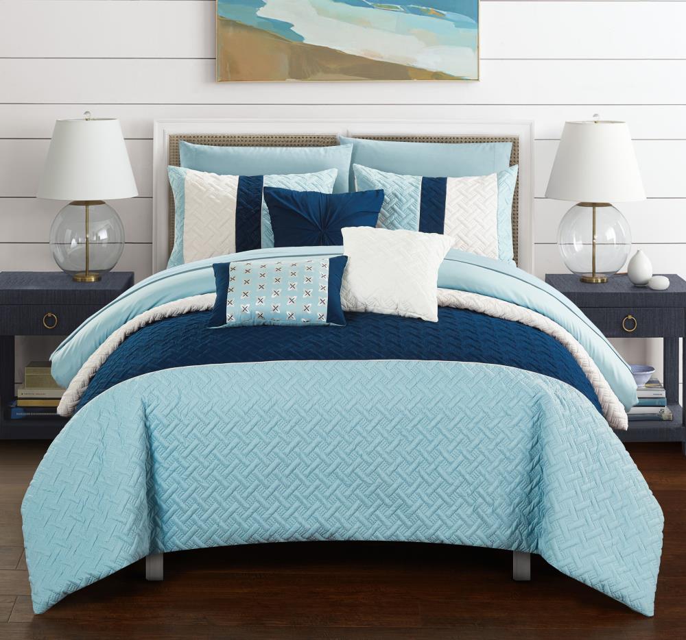 Chic Home Design Osnat 8-Piece Blue Twin Comforter Set at Lowes.com