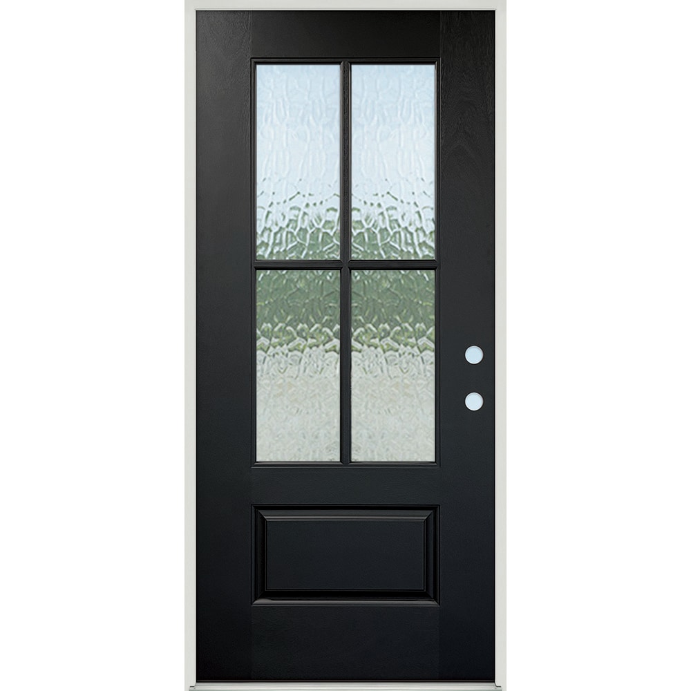 Greatview Doors FGK535SGL32L-6 32-in x 80-in x 6-9/16-in Fiberglass 3/4 lite Left-hand inswing Black Painted Front Door Insulating core